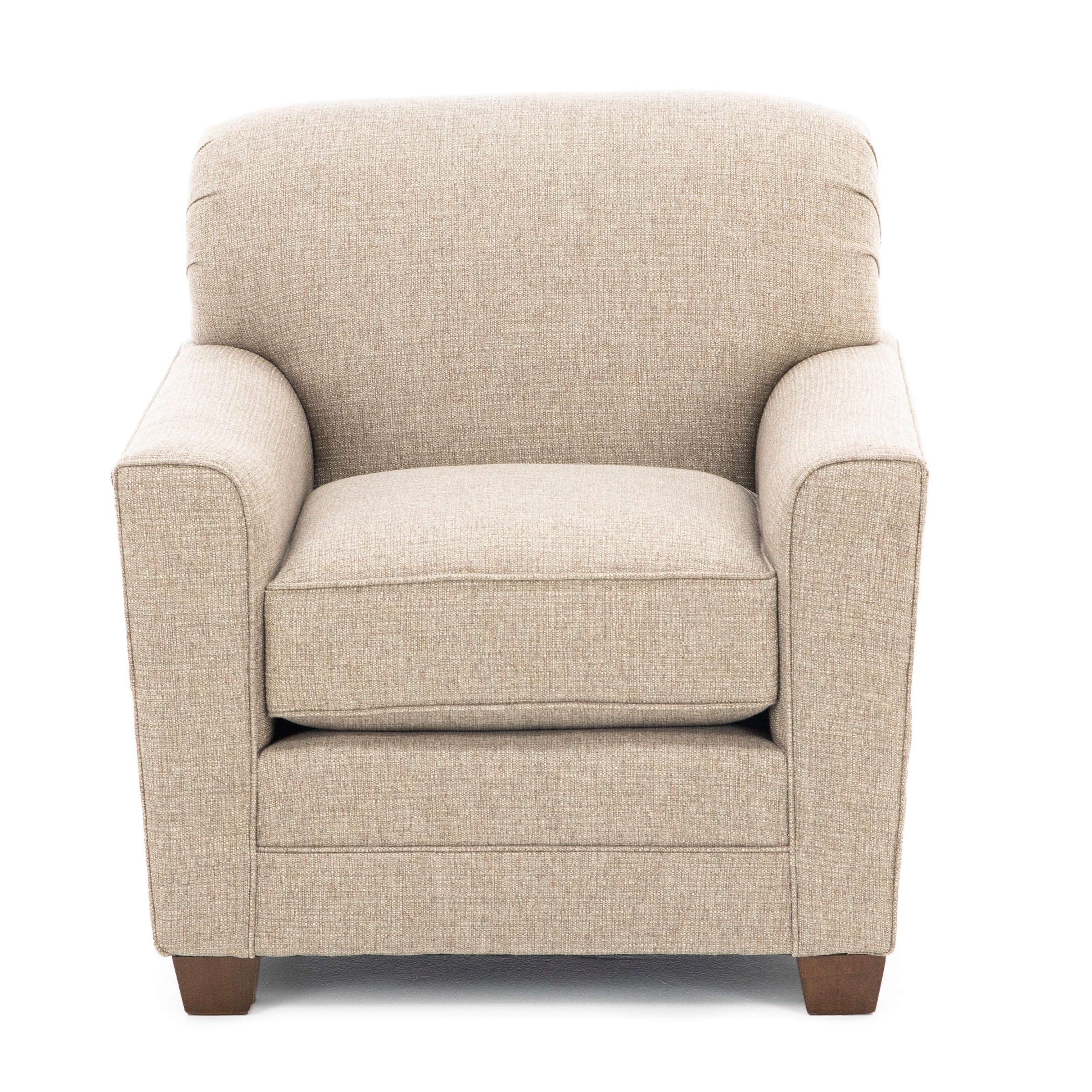 Amy Flair Arm High Tight Back Chair In Warm Brown / Smartfab/Greige (Gr Plain)