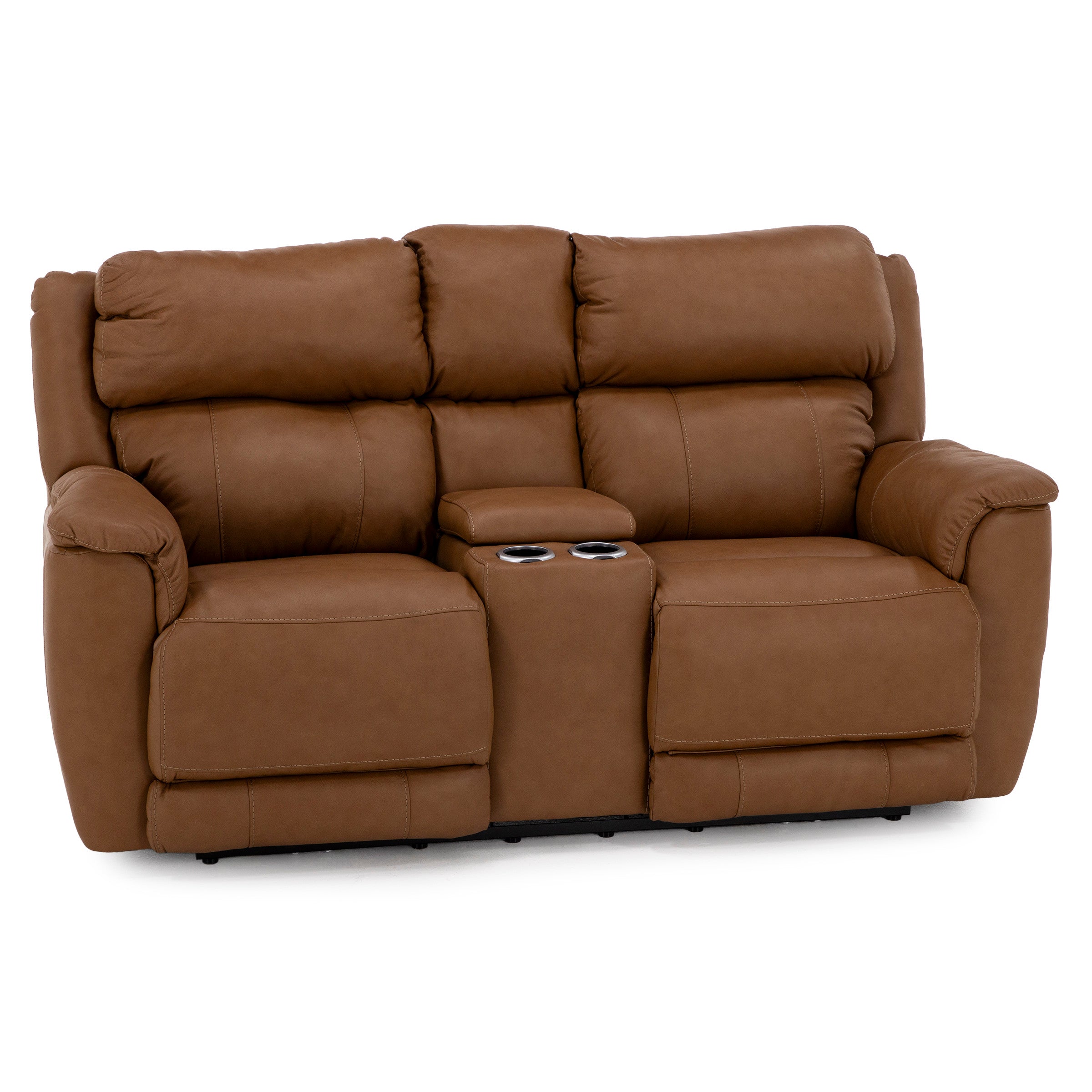 Florence Leather Fully Loaded Zero Gravity Reclining Console Loveseat