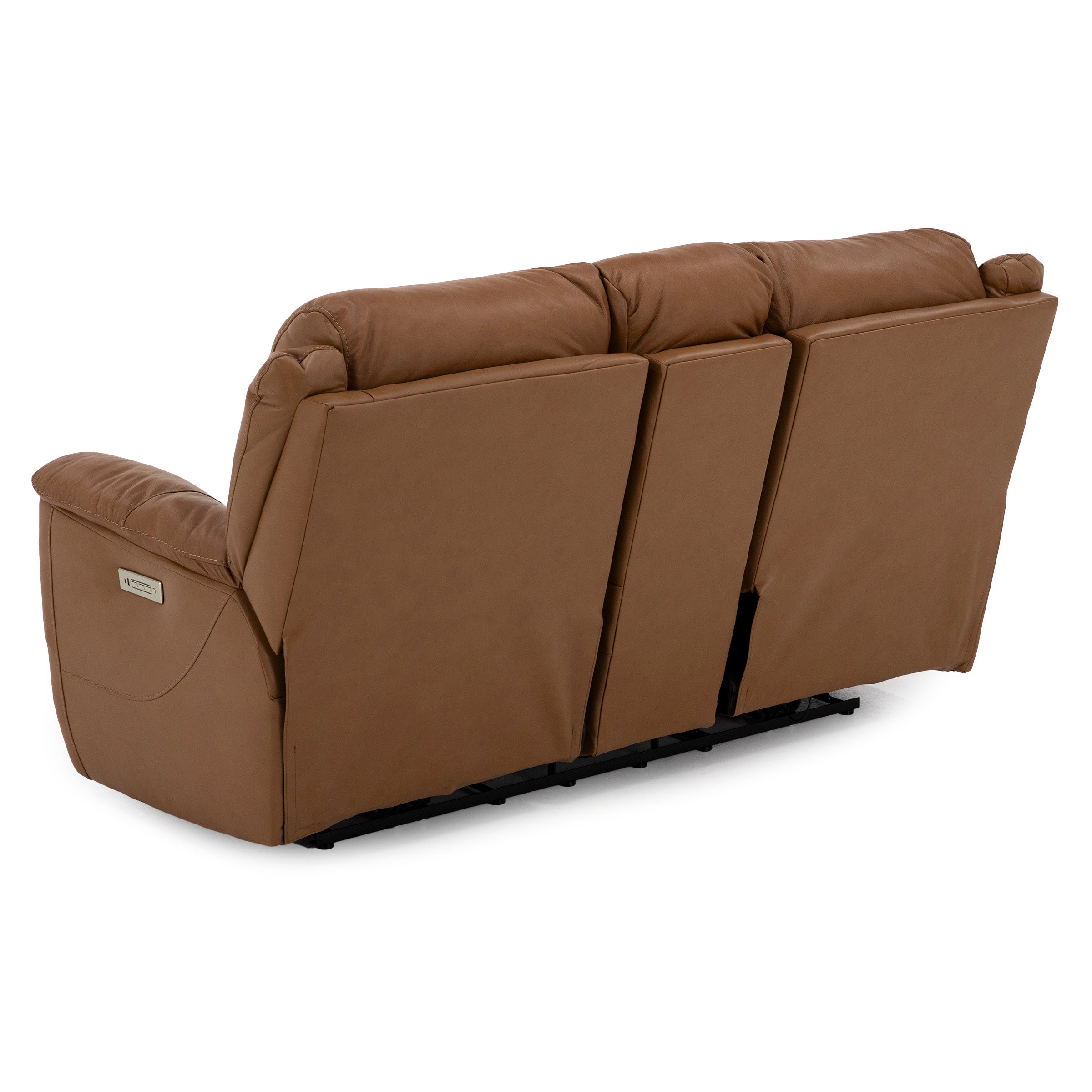 Florence Leather Fully Loaded Zero Gravity Reclining Console Loveseat