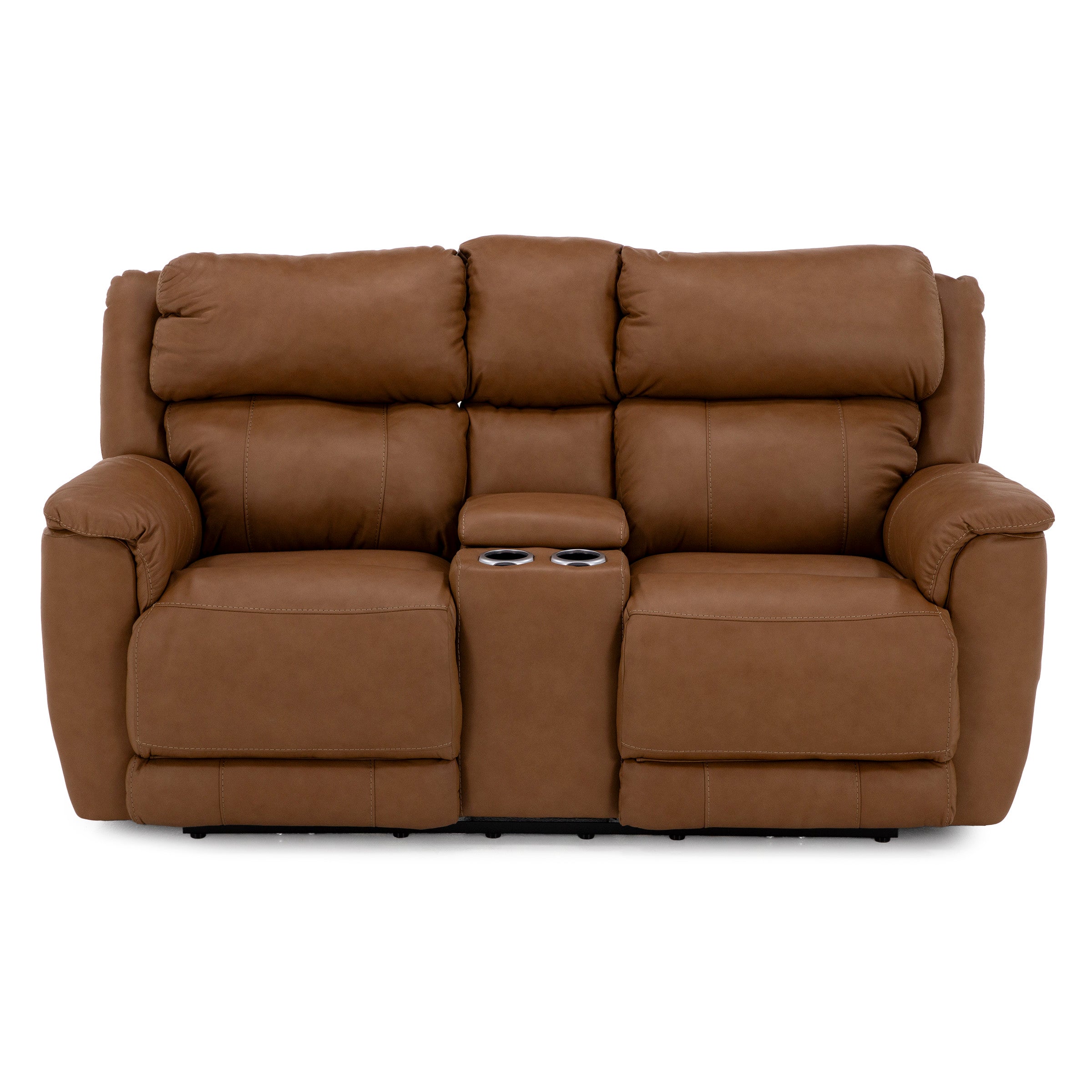 Florence Leather Fully Loaded Zero Gravity Reclining Console Loveseat