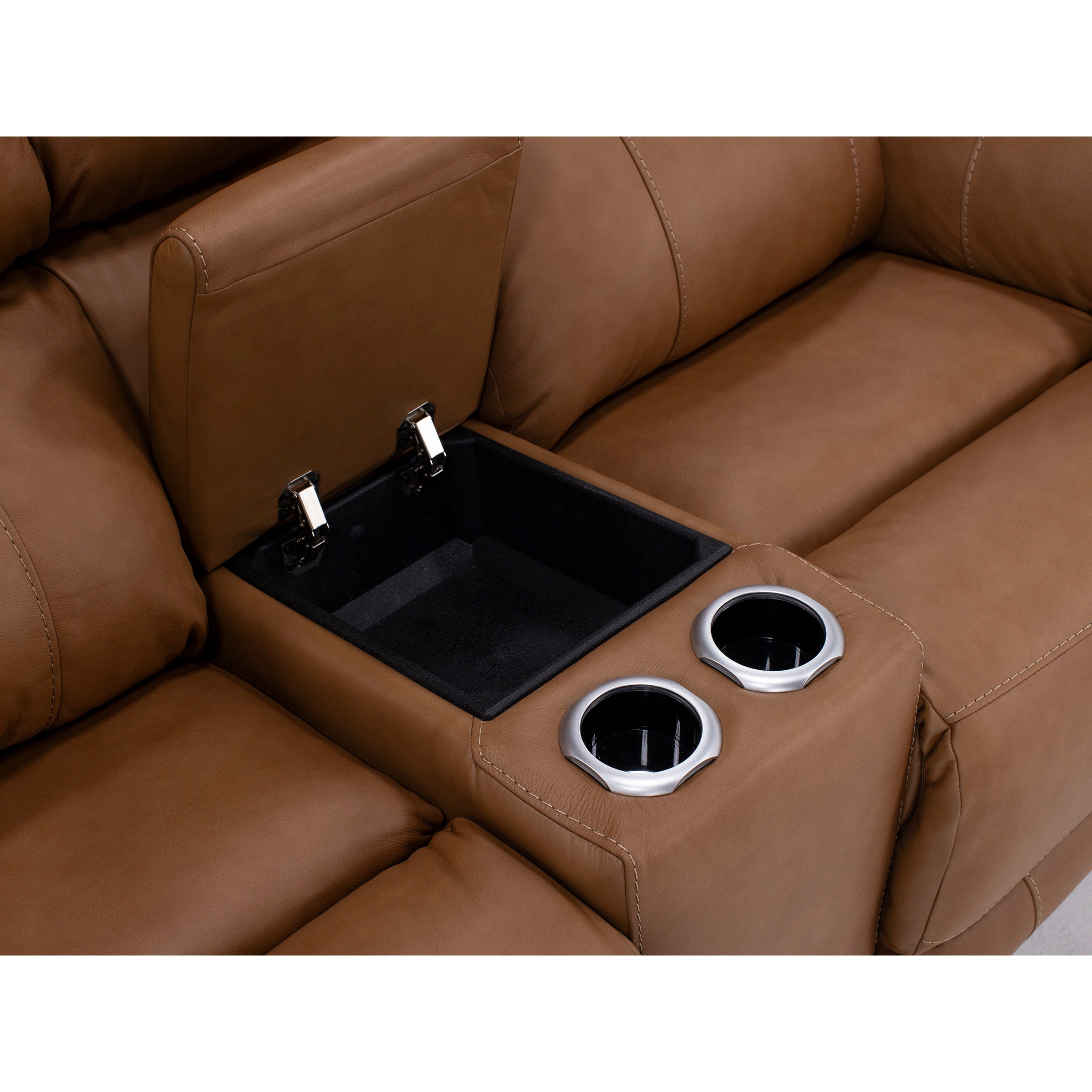 Florence Leather Fully Loaded Zero Gravity Reclining Console Loveseat