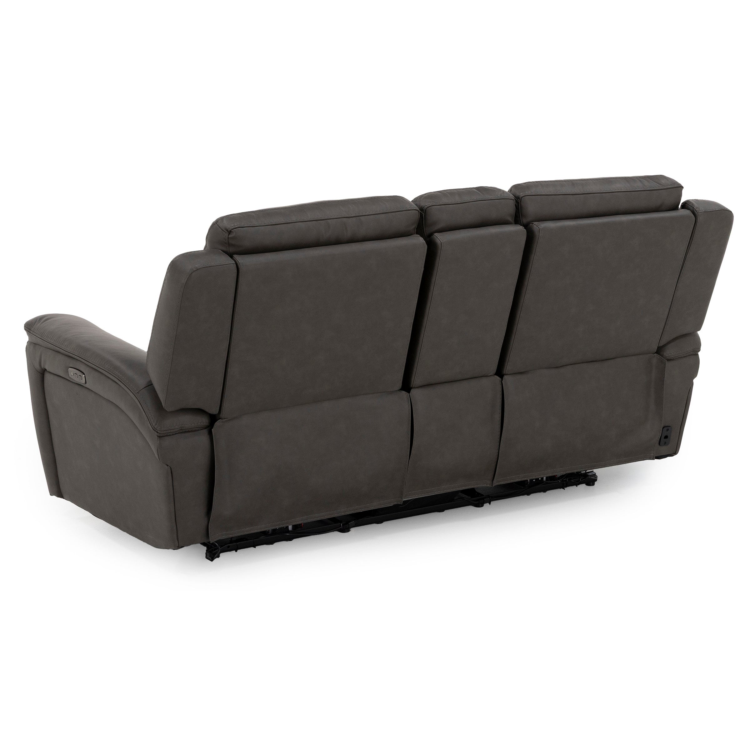 Drew & Jonathan Home Davidson Leather Power Headrest Wall Saver Reclining Console Loveseat