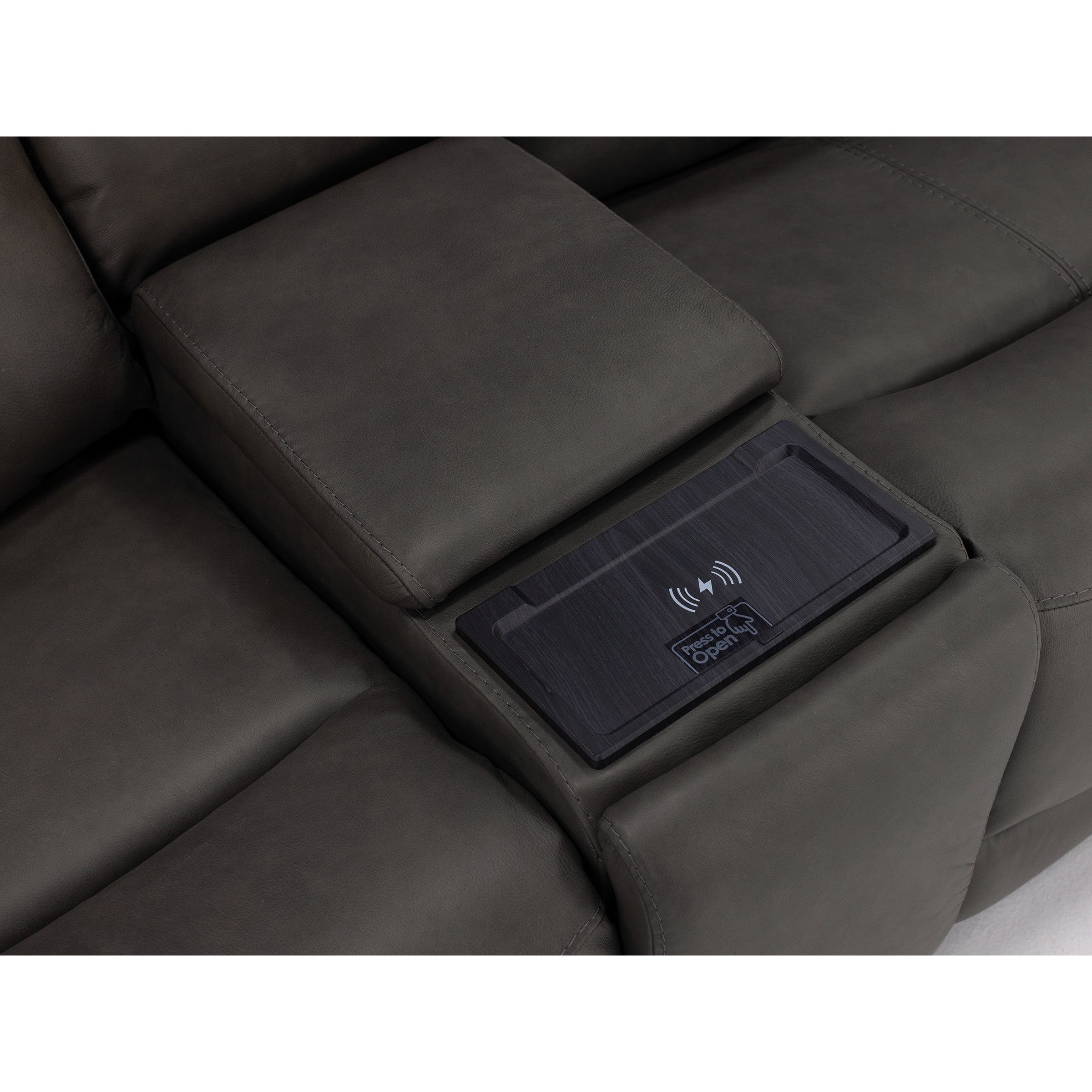 Drew & Jonathan Home Davidson Leather Power Headrest Wall Saver Reclining Console Loveseat