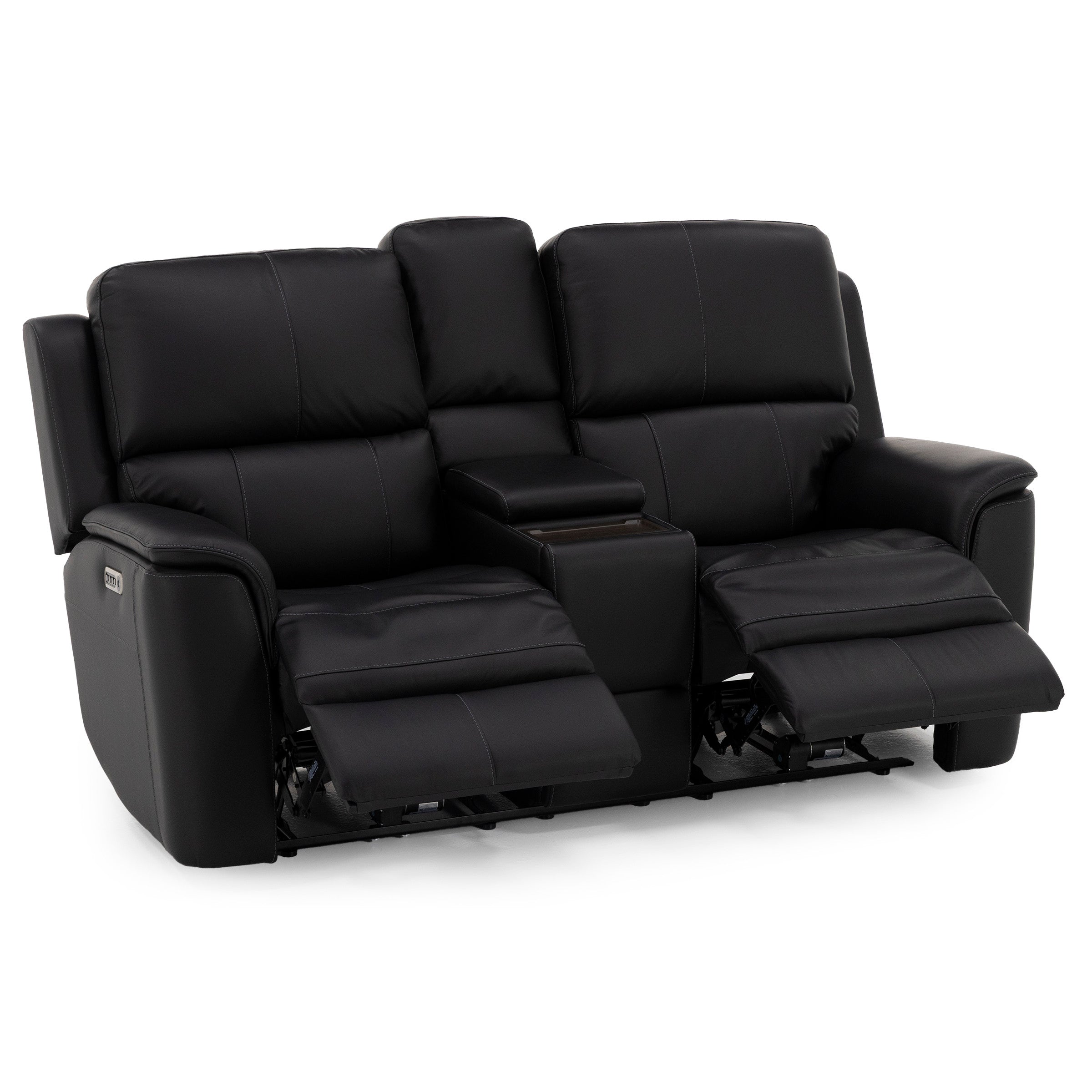 Flexsteel Hank Leather Fully Loaded Zero Gravity Console Reclining Loveseat