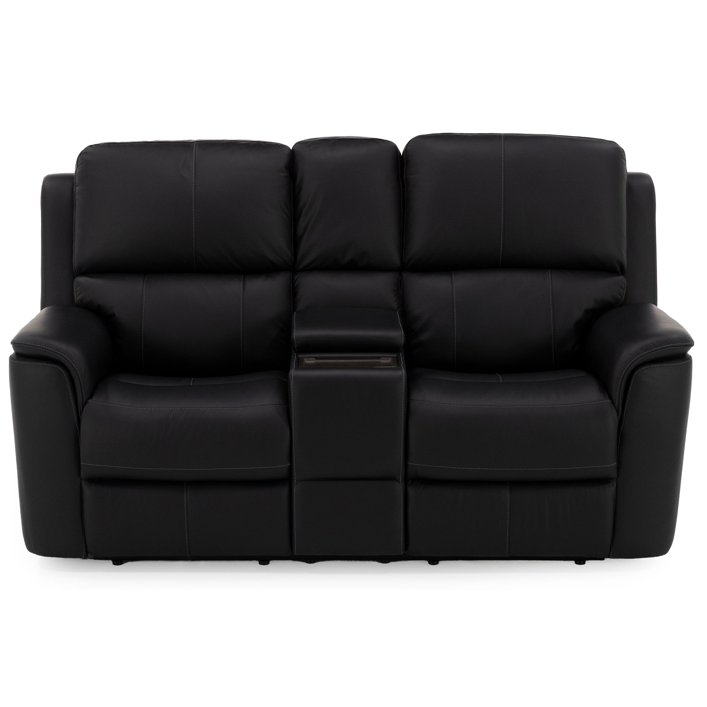 Flexsteel Hank Leather Fully Loaded Zero Gravity Console Reclining Loveseat