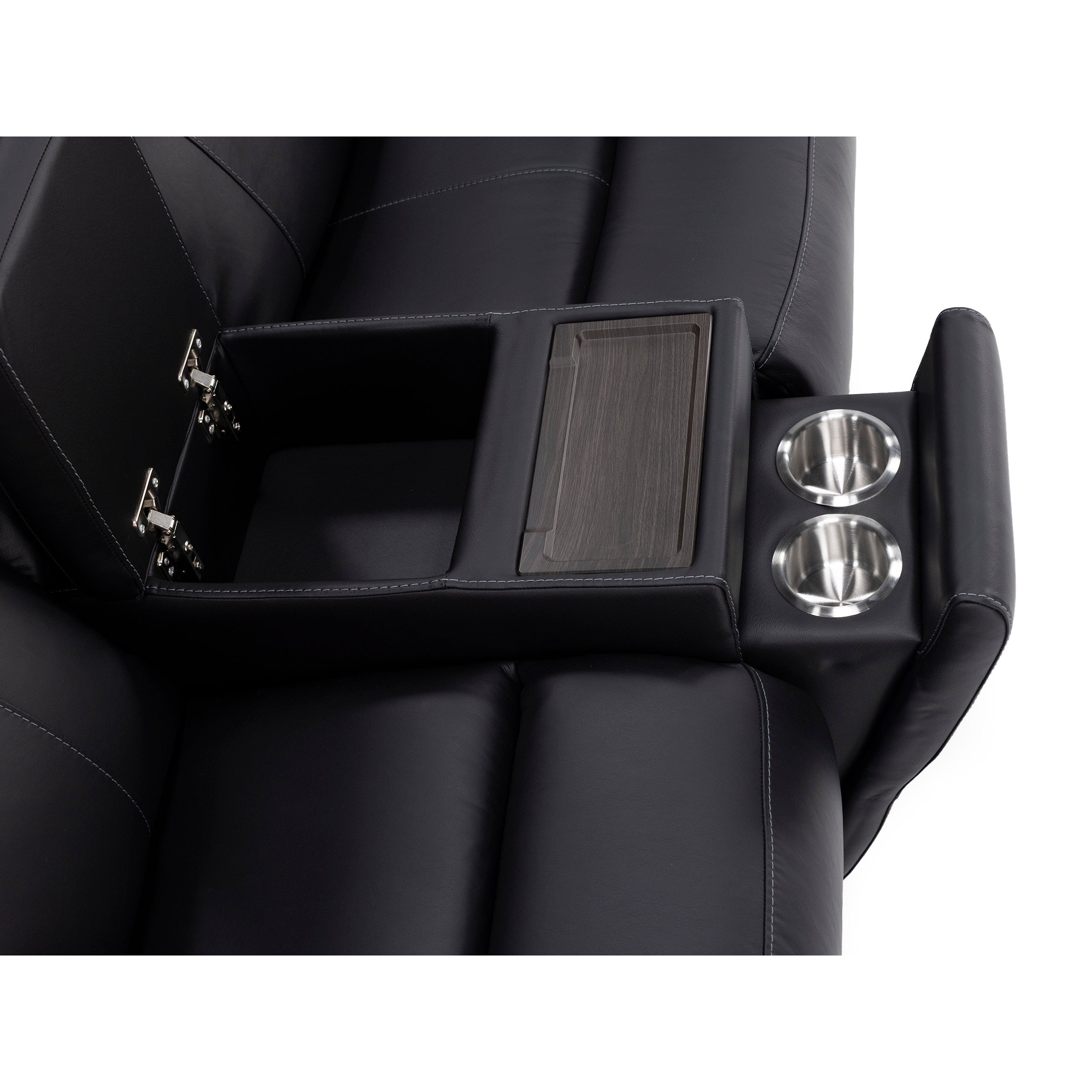 Flexsteel Hank Leather Fully Loaded Zero Gravity Console Reclining Loveseat