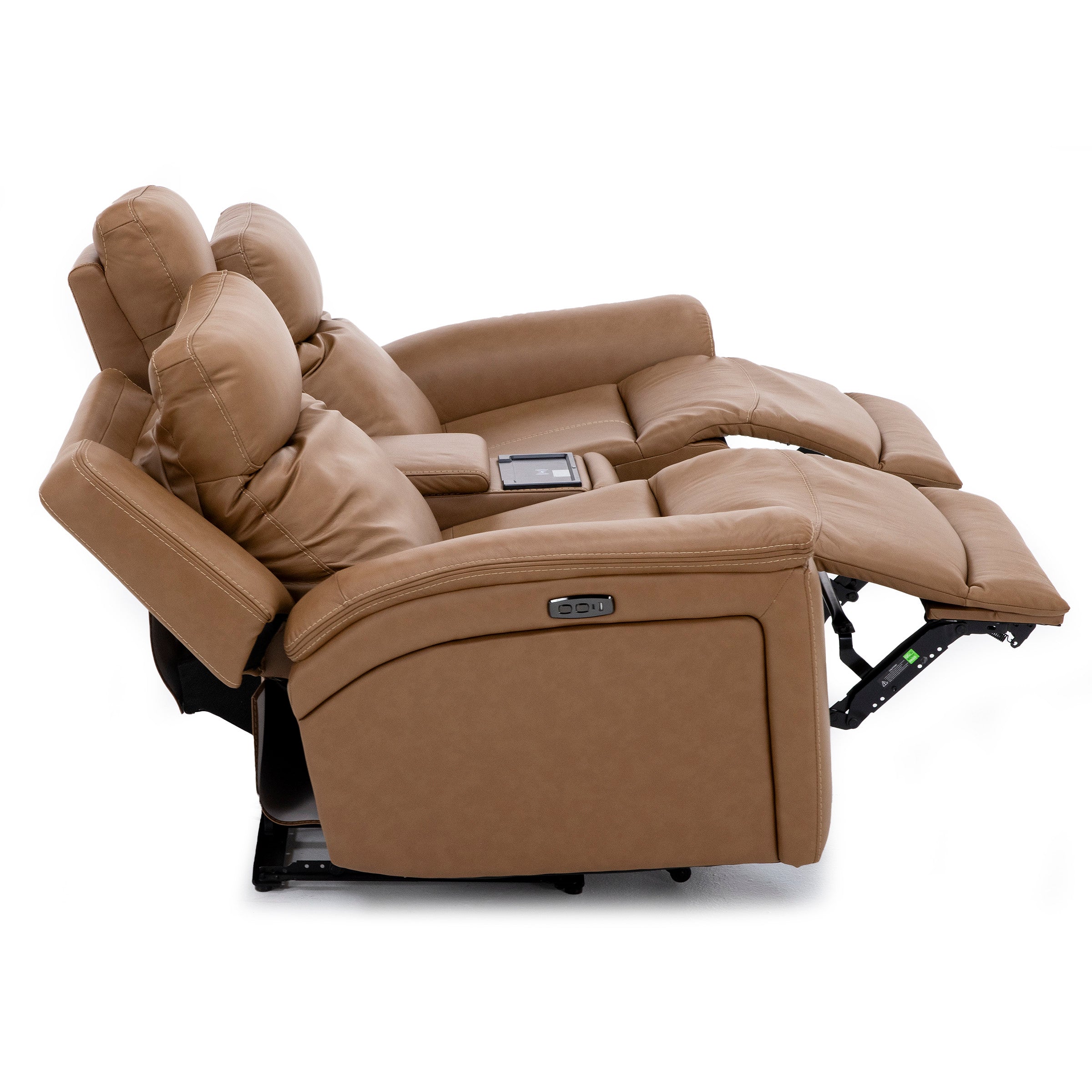 Drew & Jonathan Home Davidson Leather Power Headrest Wall Saver Reclining Console Loveseat