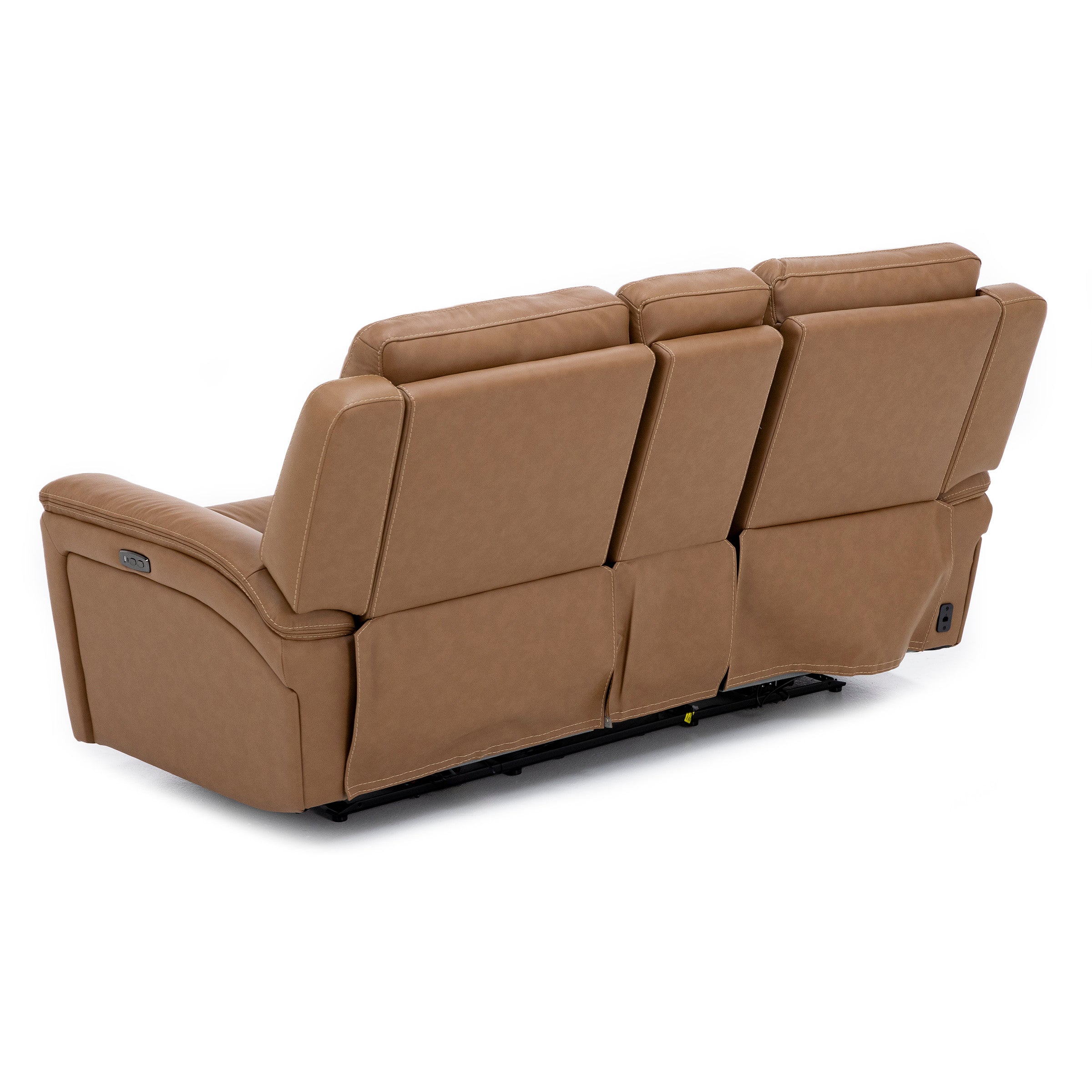 Drew & Jonathan Home Davidson Leather Power Headrest Wall Saver Reclining Console Loveseat