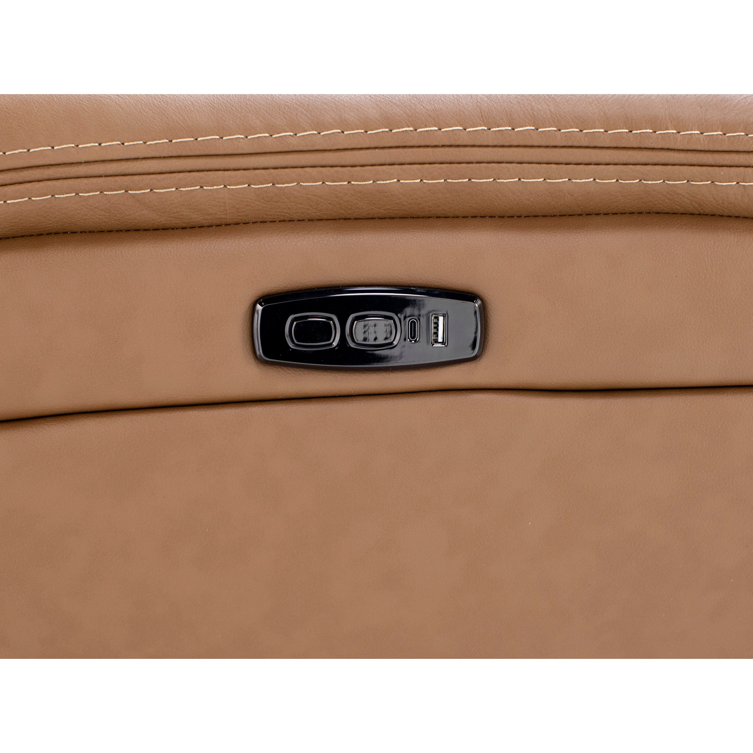 Drew & Jonathan Home Davidson Leather Power Headrest Wall Saver Reclining Console Loveseat