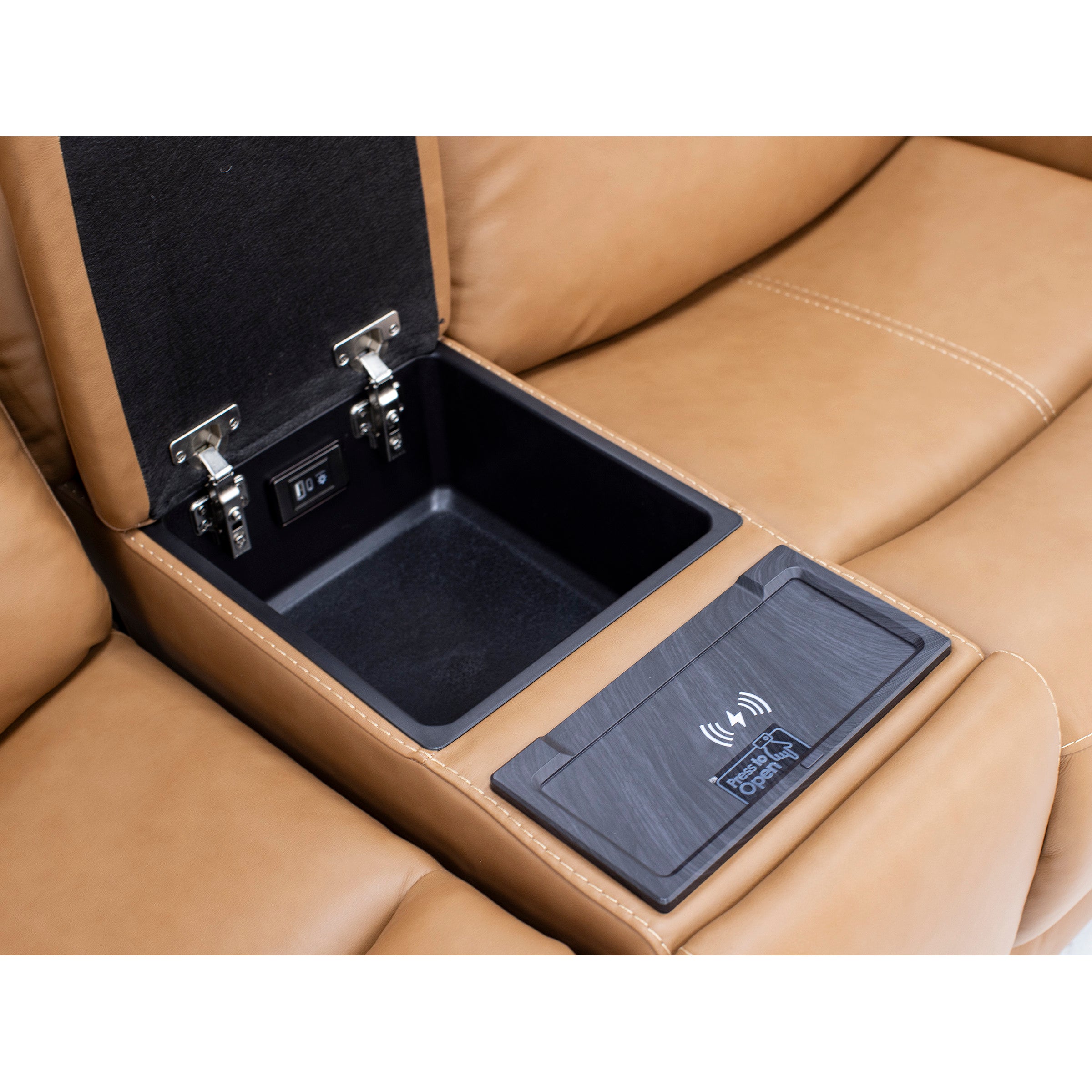 Drew & Jonathan Home Davidson Leather Power Headrest Wall Saver Reclining Console Loveseat
