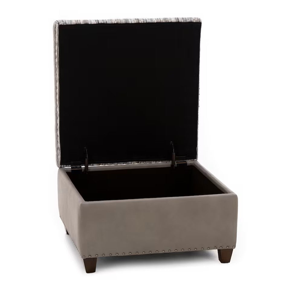 Depot Leather/Fabric Storage Cocktail Ottoman