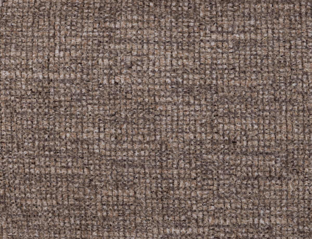 Close-up of textured brown woven fabric sample.