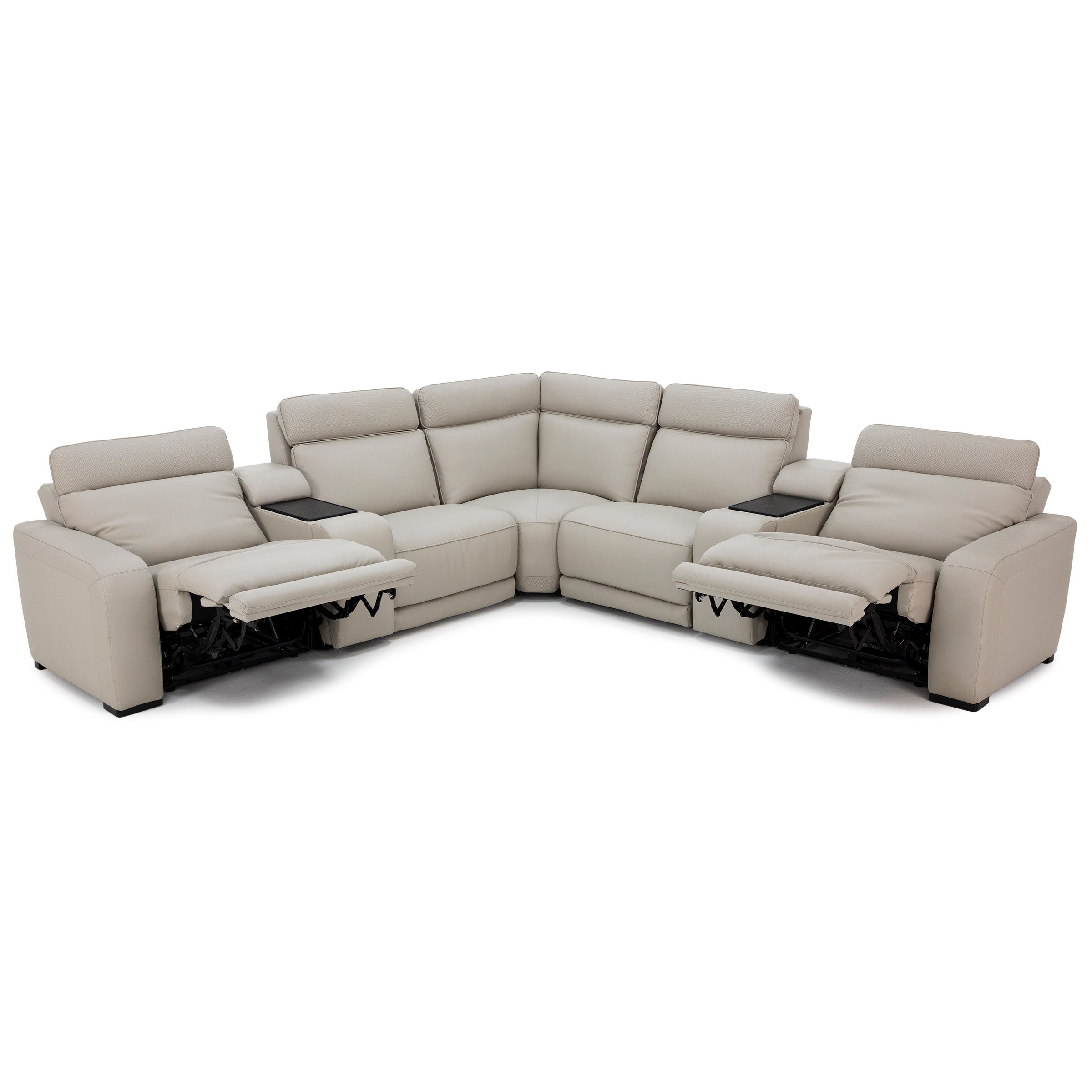 Percy Leather 7-Pc. Fully Loaded Wall Saver Modular With Immersive Audio, Heat And Massage