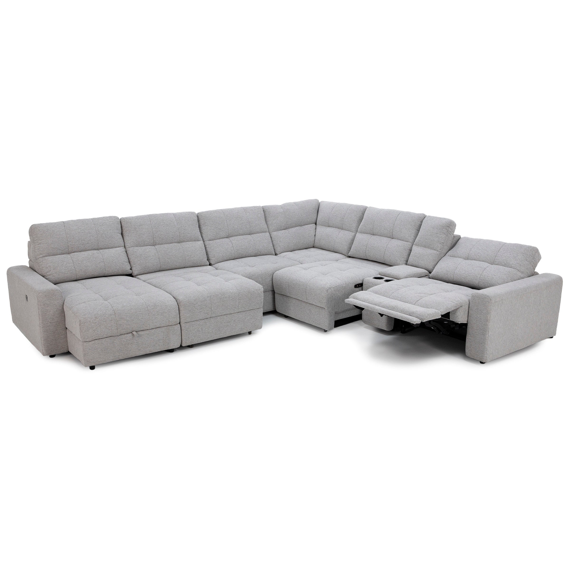 Duncan 7-Pc. Power Reclining Modular With Two Power Armless Sliding Chairs
