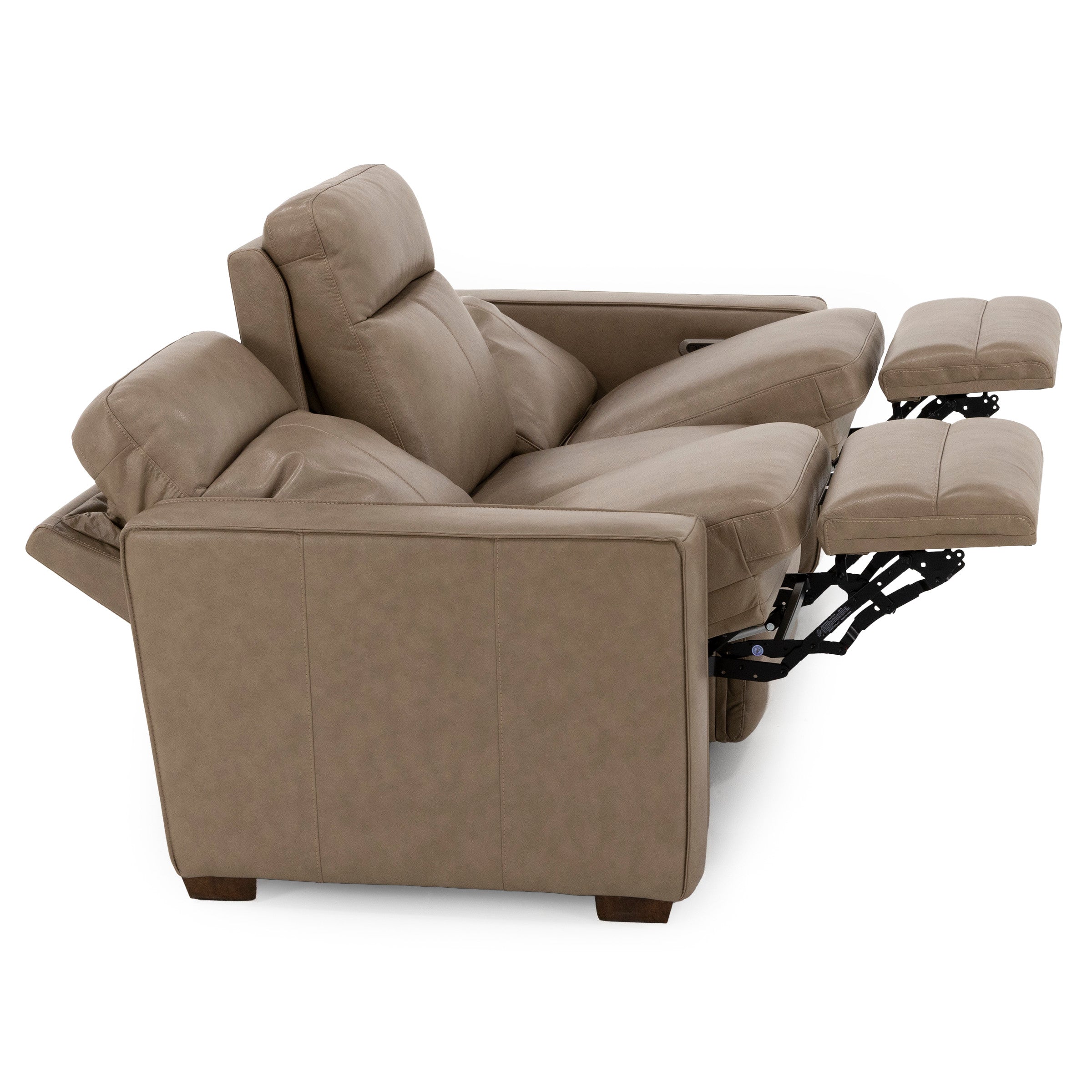 Flexsteel Dutchess Leather Fully Loaded Reclining Sofa With Drop Down Table