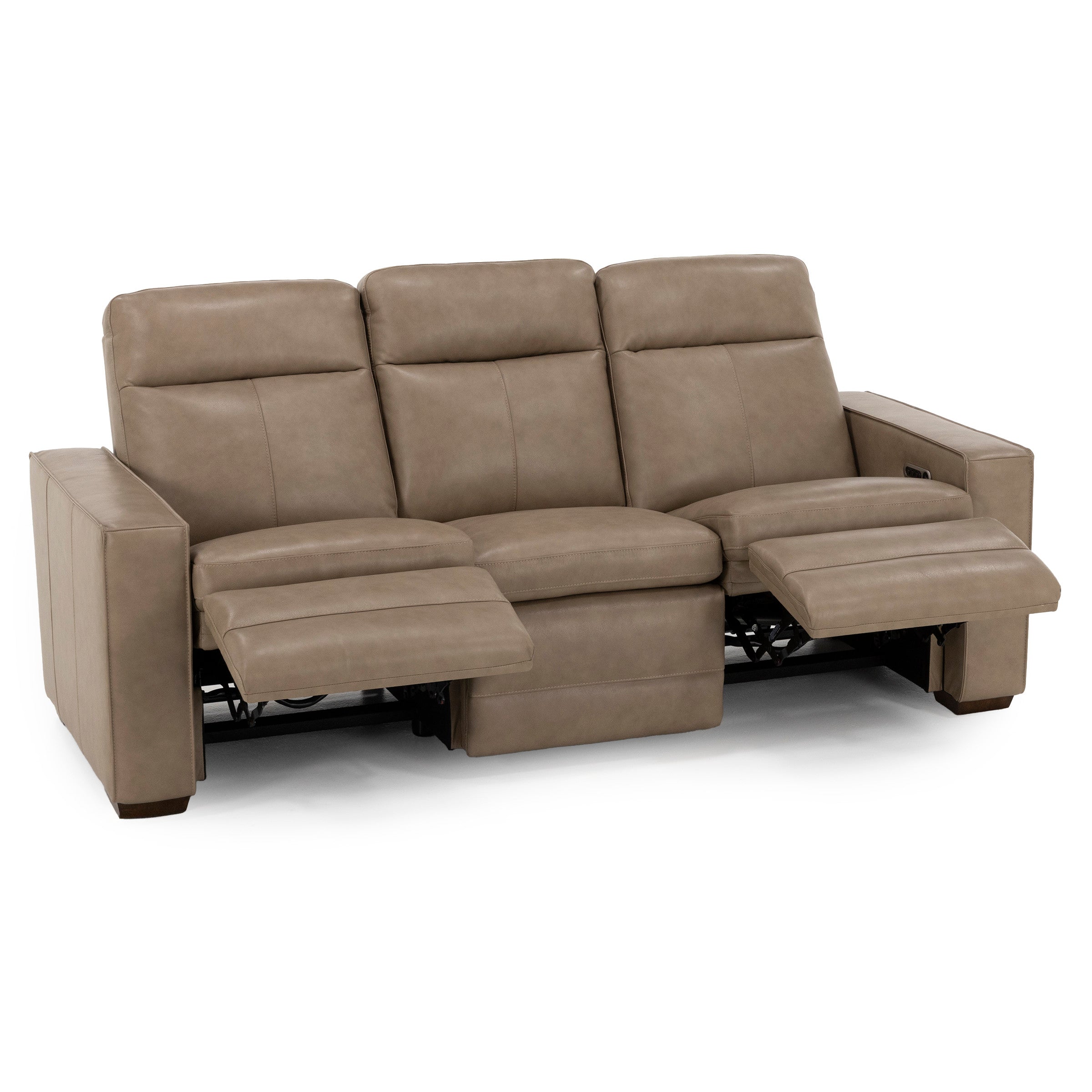 Flexsteel Dutchess Leather Fully Loaded Reclining Sofa With Drop Down Table