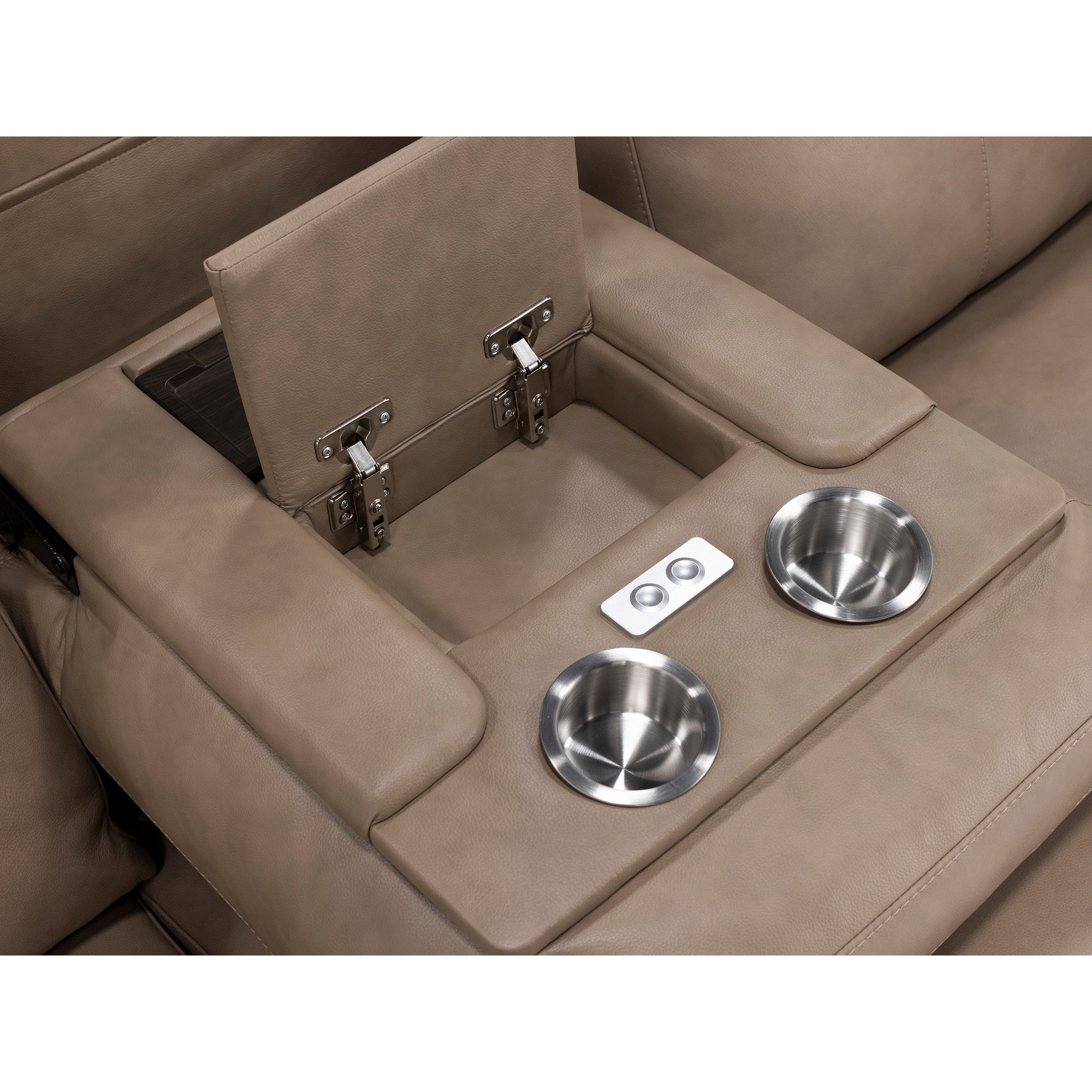 Flexsteel Dutchess Leather Fully Loaded Reclining Sofa With Drop Down Table