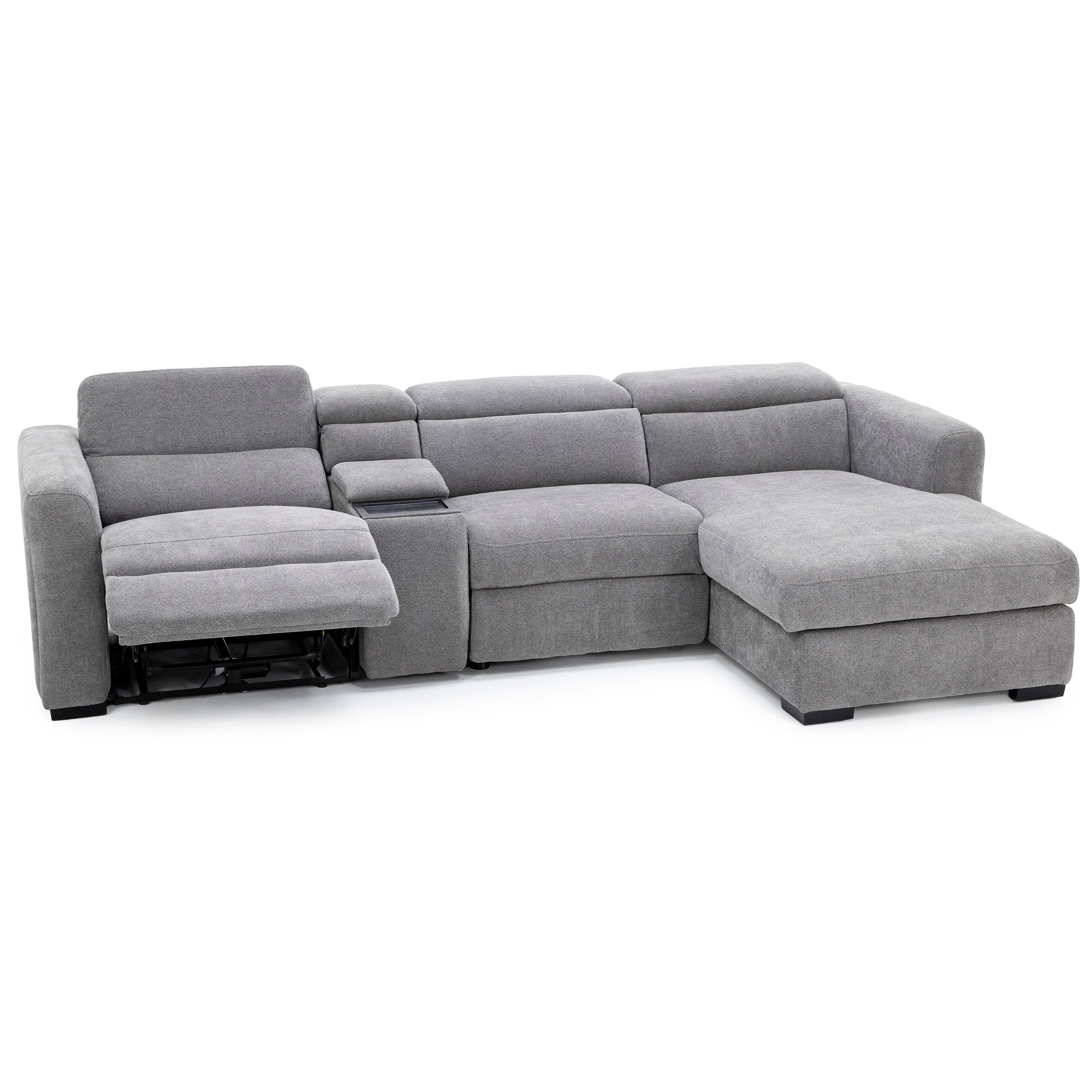 Surround 4-Pc. Fully Loaded Reclining Chaise Sofa With Bluetooth Speakers