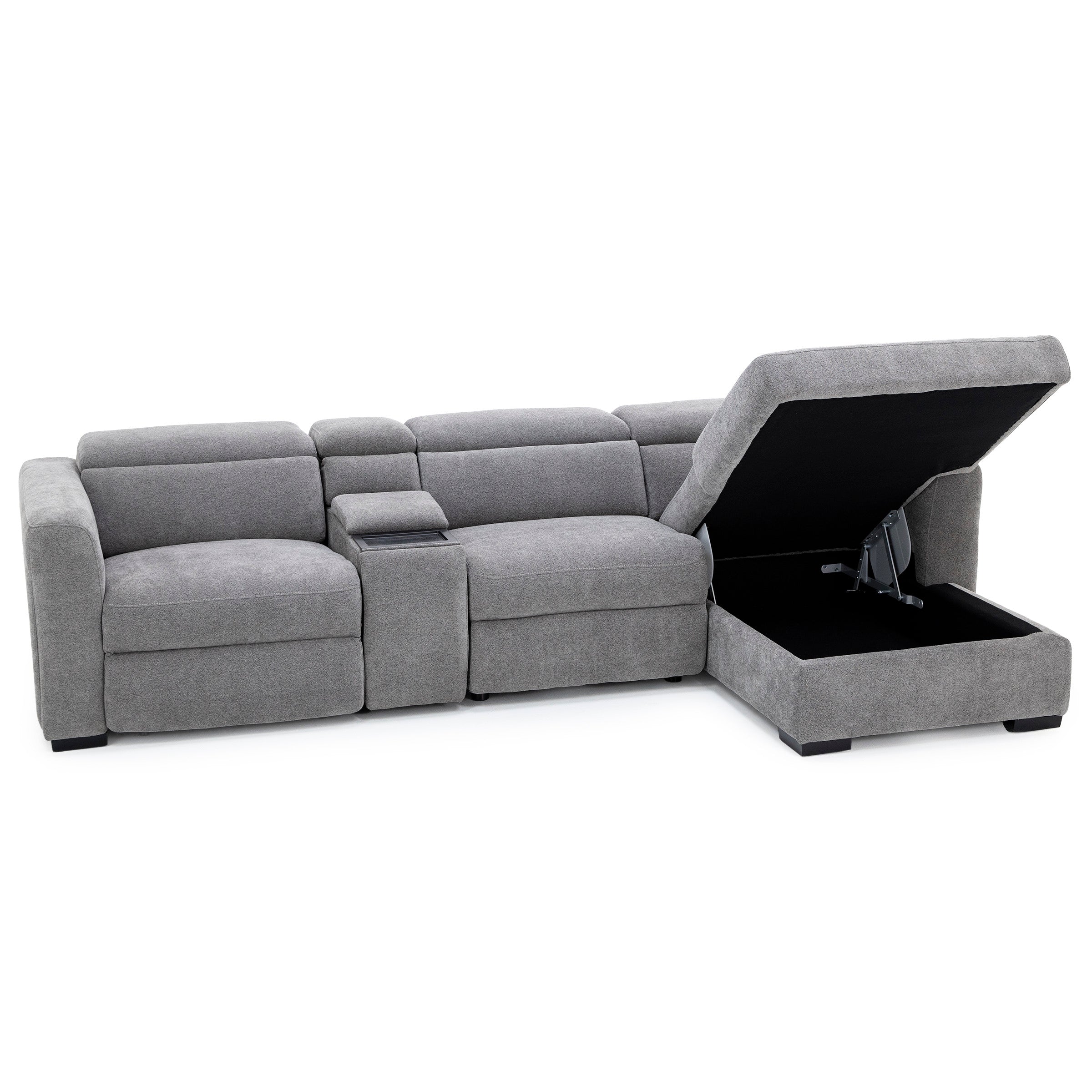 Surround 4-Pc. Fully Loaded Reclining Chaise Sofa With Bluetooth Speakers