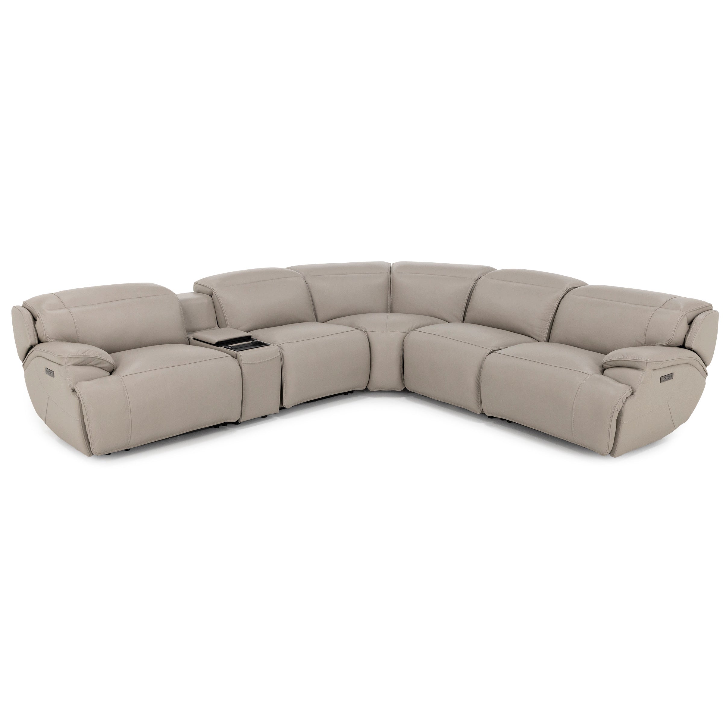 Carrie 6-Pc. Leather Zero Gravity Power Headrest Reclining Modular With Refrigerator Console