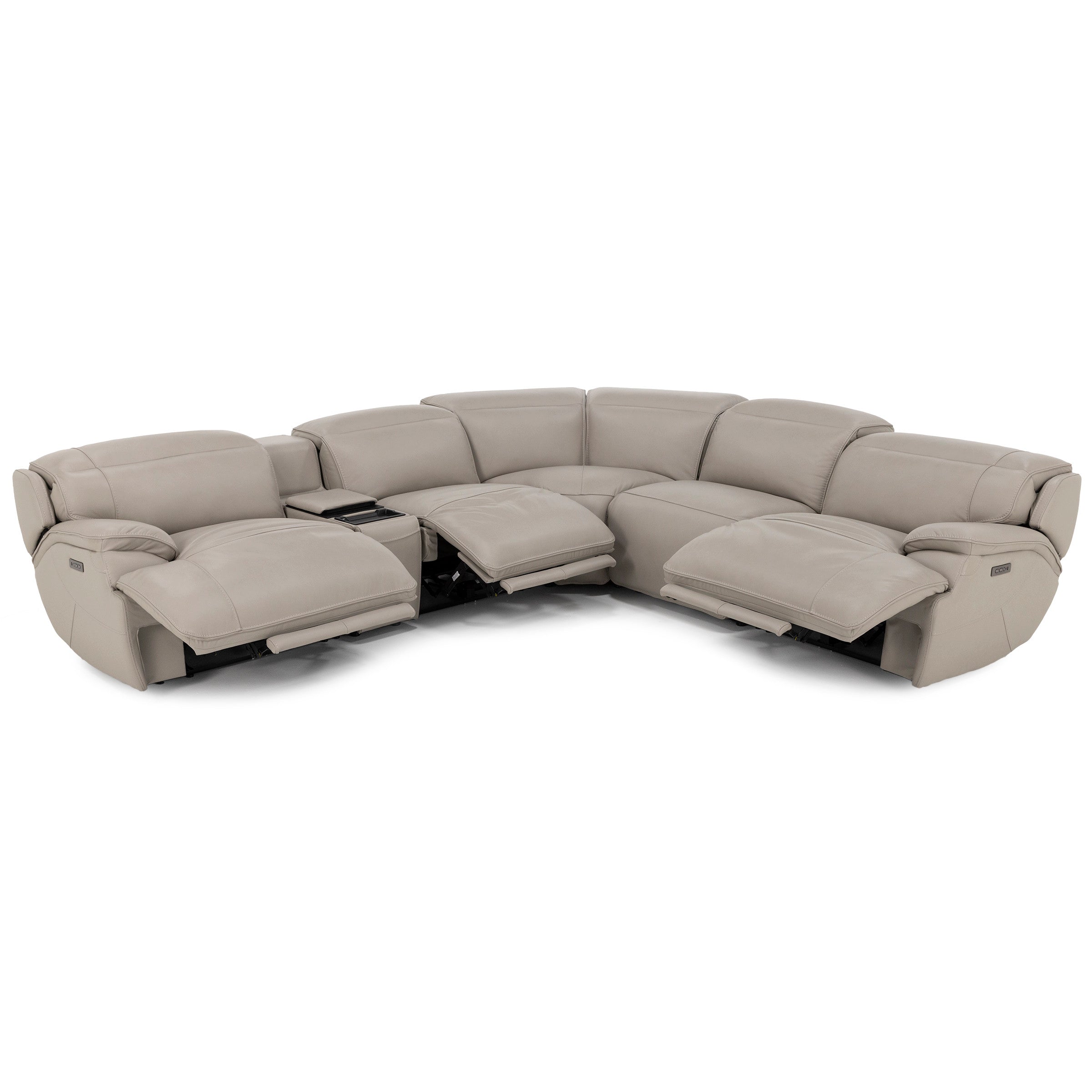 Carrie 6-Pc. Leather Zero Gravity Power Headrest Reclining Modular With Refrigerator Console