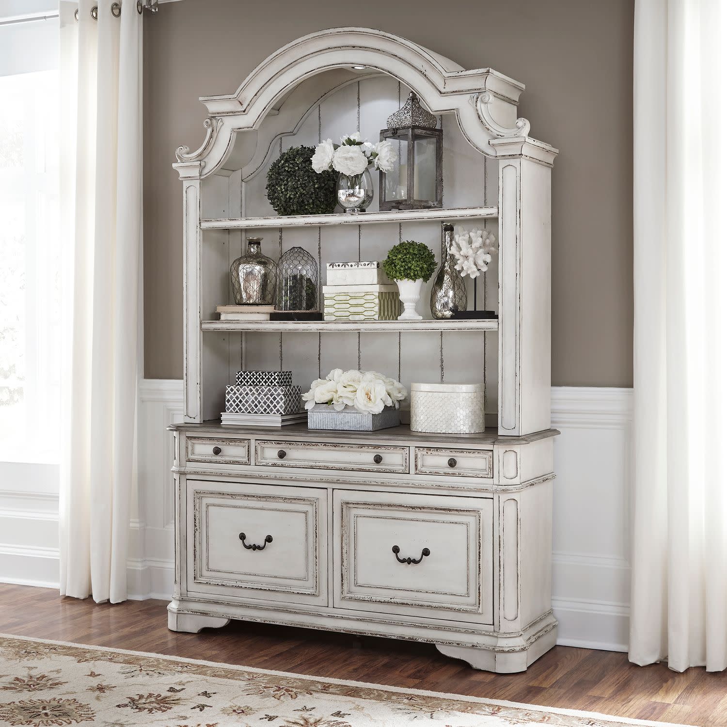 Magnolia Manor Credenza and Hutch