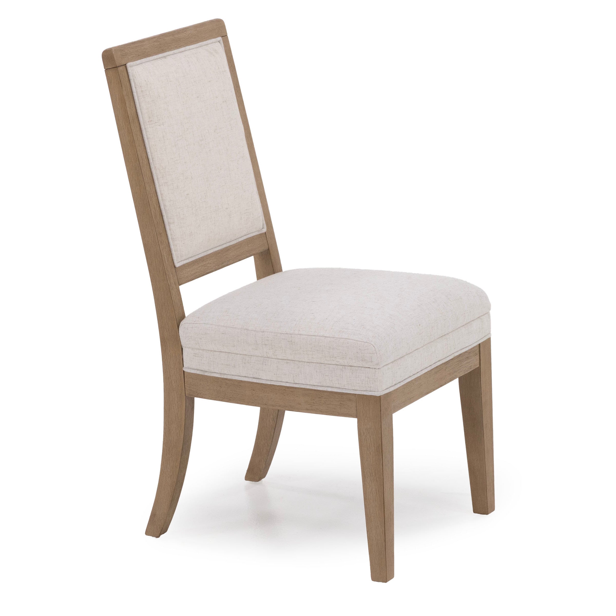 Light wood chair with padded beige seat and backrest