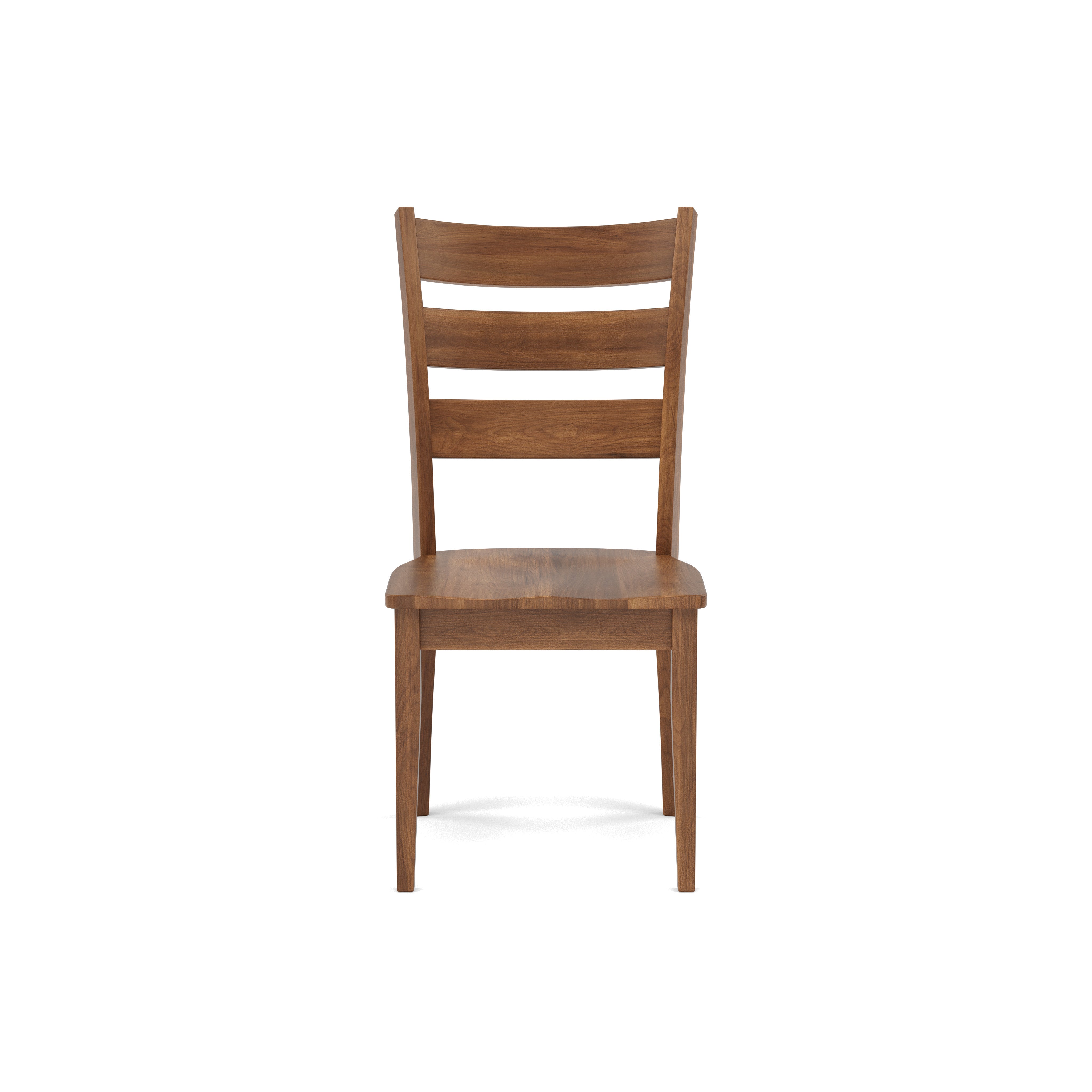 Wooden chair with a ladder-back design, shown from the front on a white background.