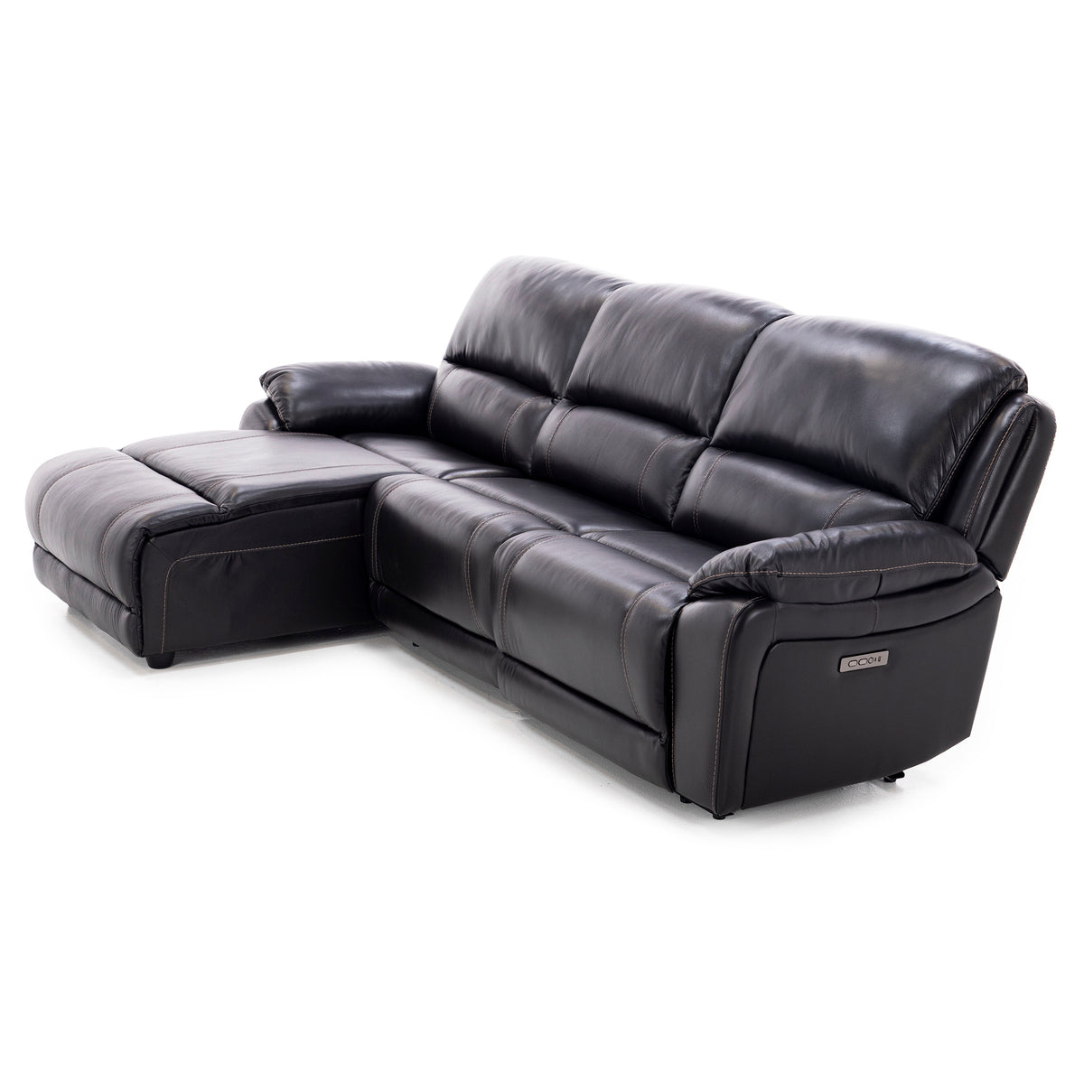 Laredo IV 3-Pc. Leather Power Headrest Reclining Chaise Sofa