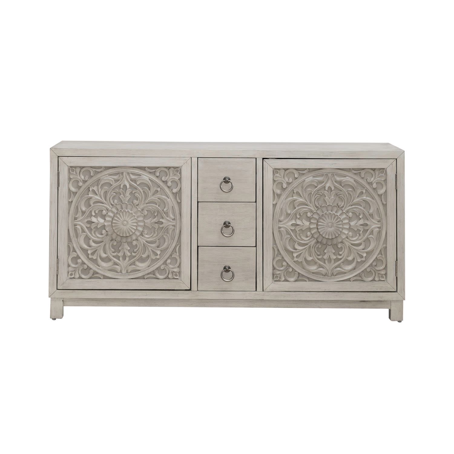 Sundance 60" 2 Door 3 Drawer Accent Cabinet In Antique Linen Finish