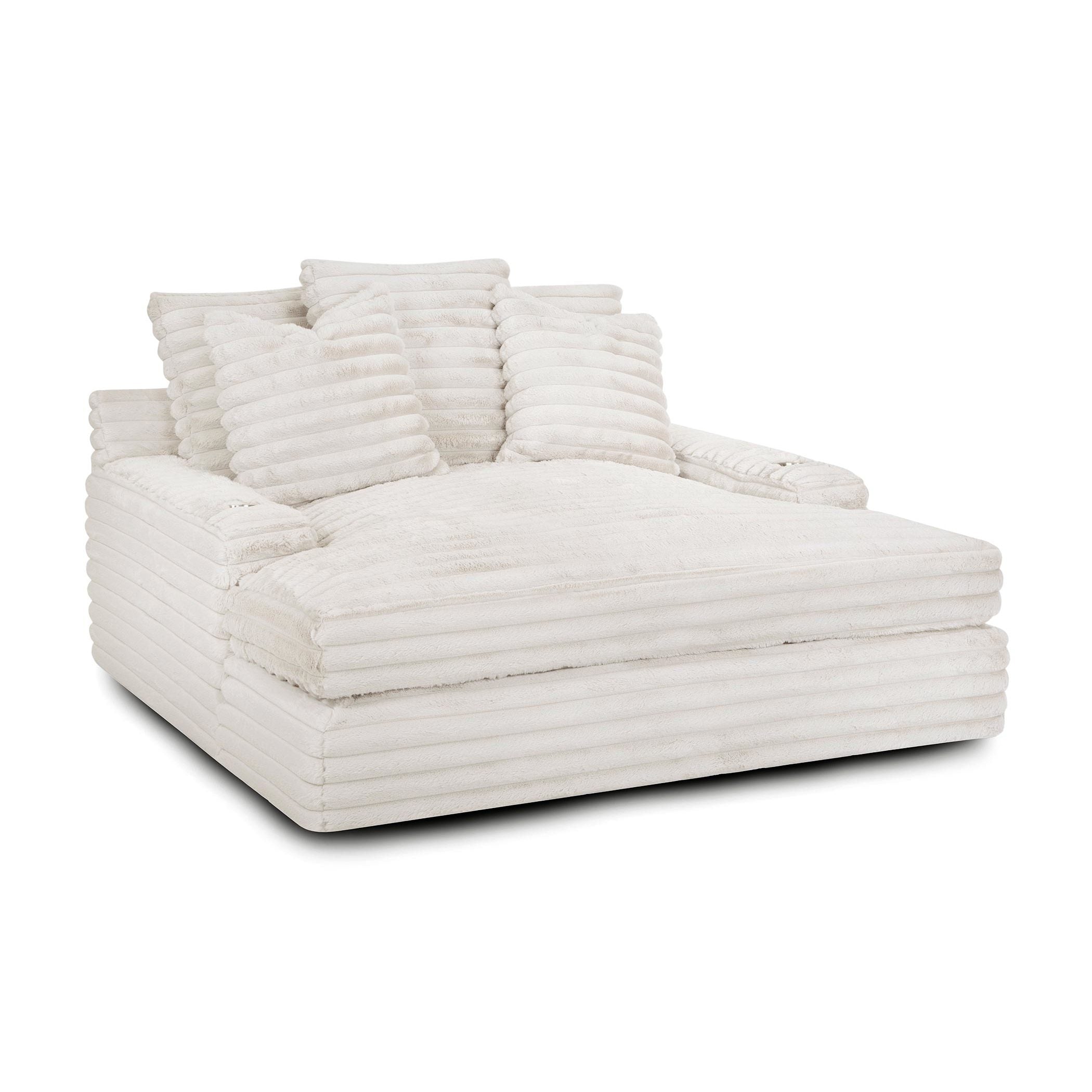 Nestle Chaise Lounge with Dual Cupholders and Charging Ports