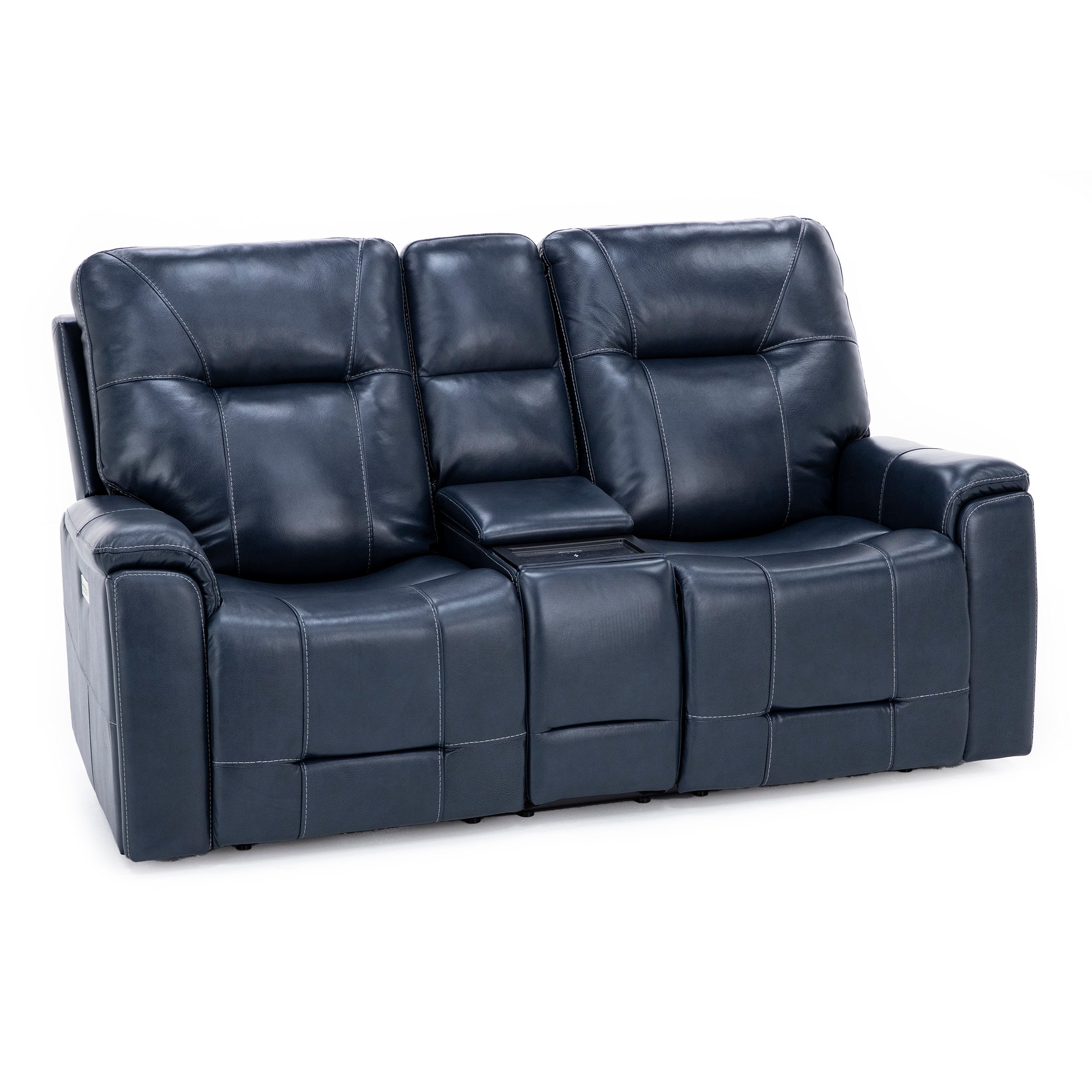 Matthew Leather Fully Loaded Zero Gravity Reclining Console Loveseat With Wireless Charging