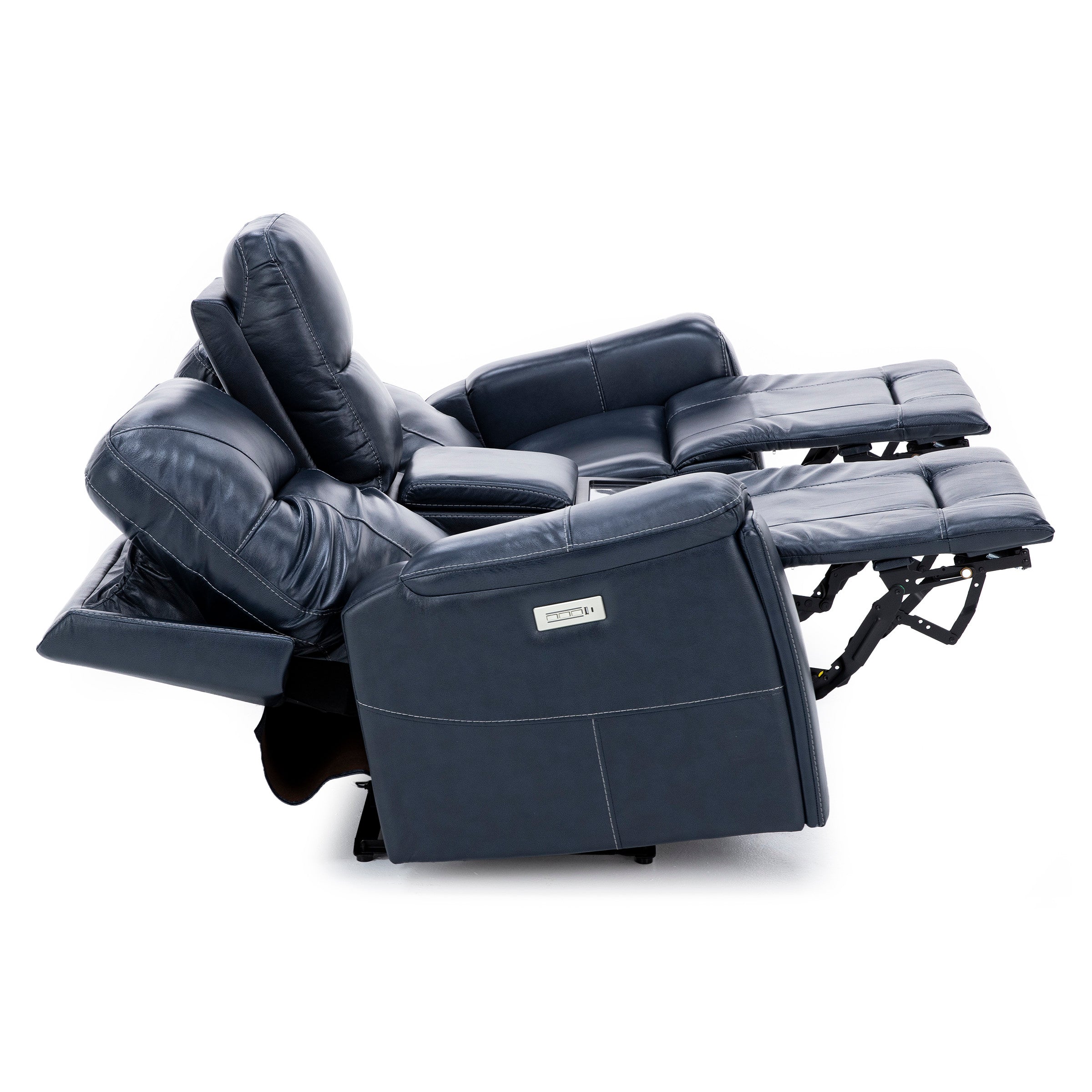 Matthew Leather Fully Loaded Zero Gravity Reclining Console Loveseat With Wireless Charging
