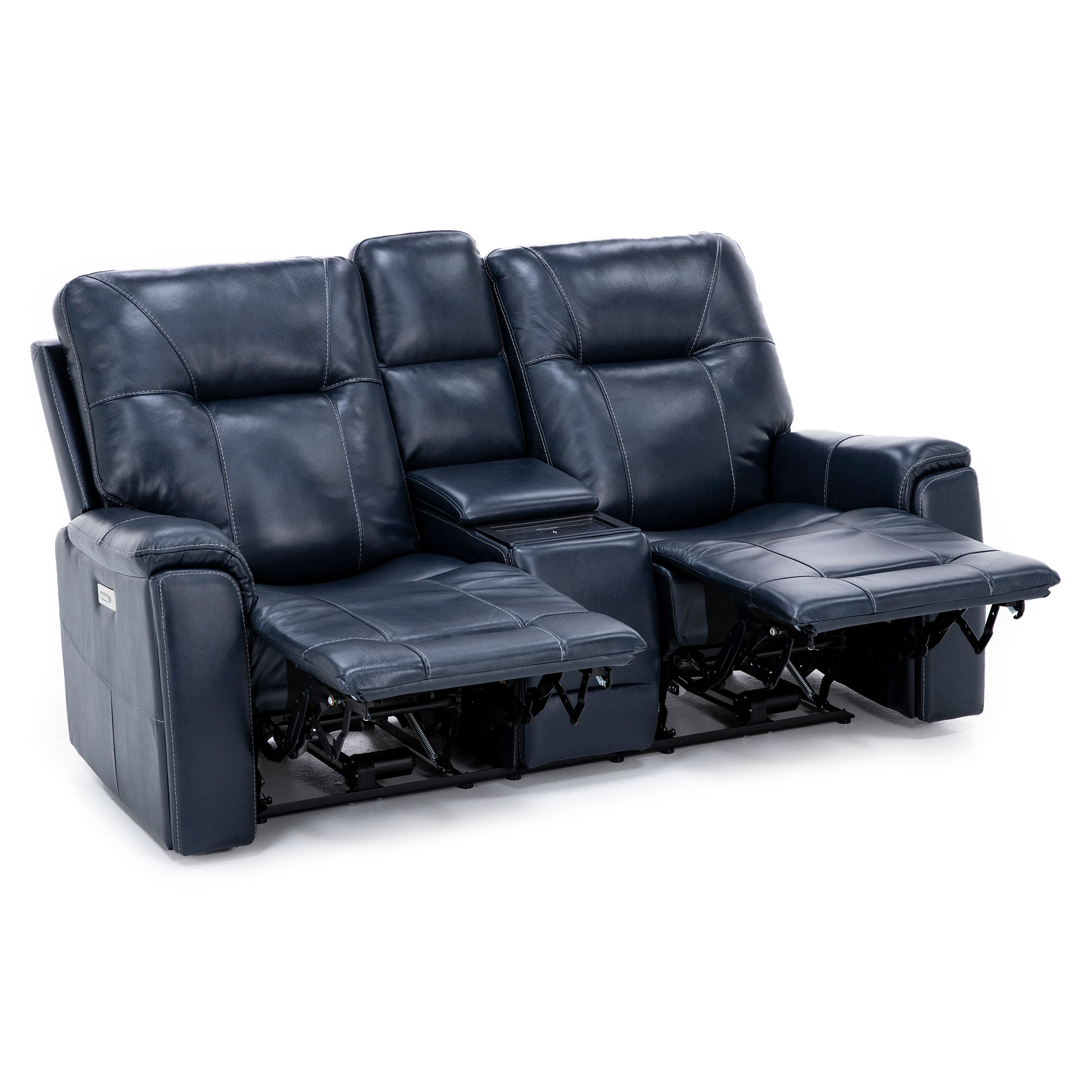 Matthew Leather Fully Loaded Zero Gravity Reclining Console Loveseat With Wireless Charging