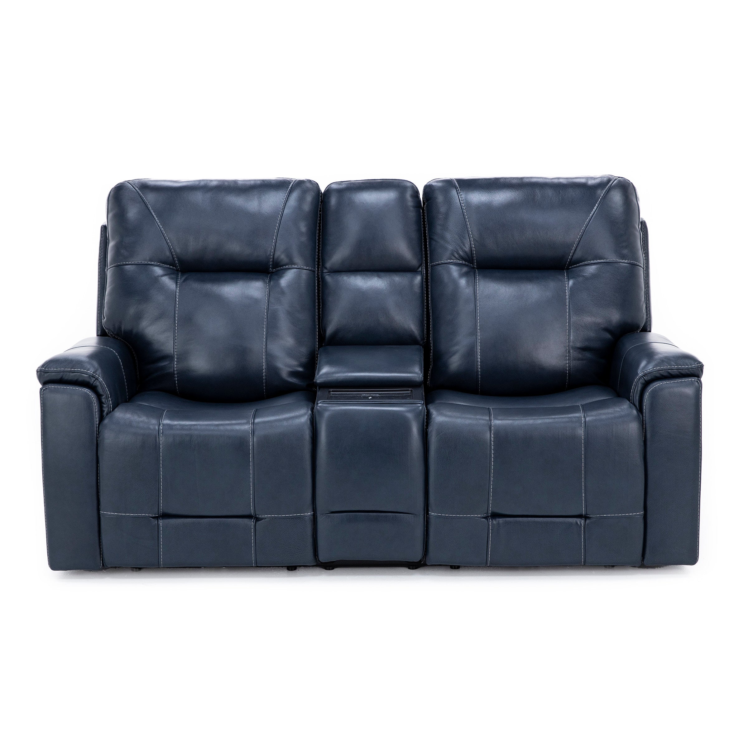 Matthew Leather Fully Loaded Zero Gravity Reclining Console Loveseat With Wireless Charging