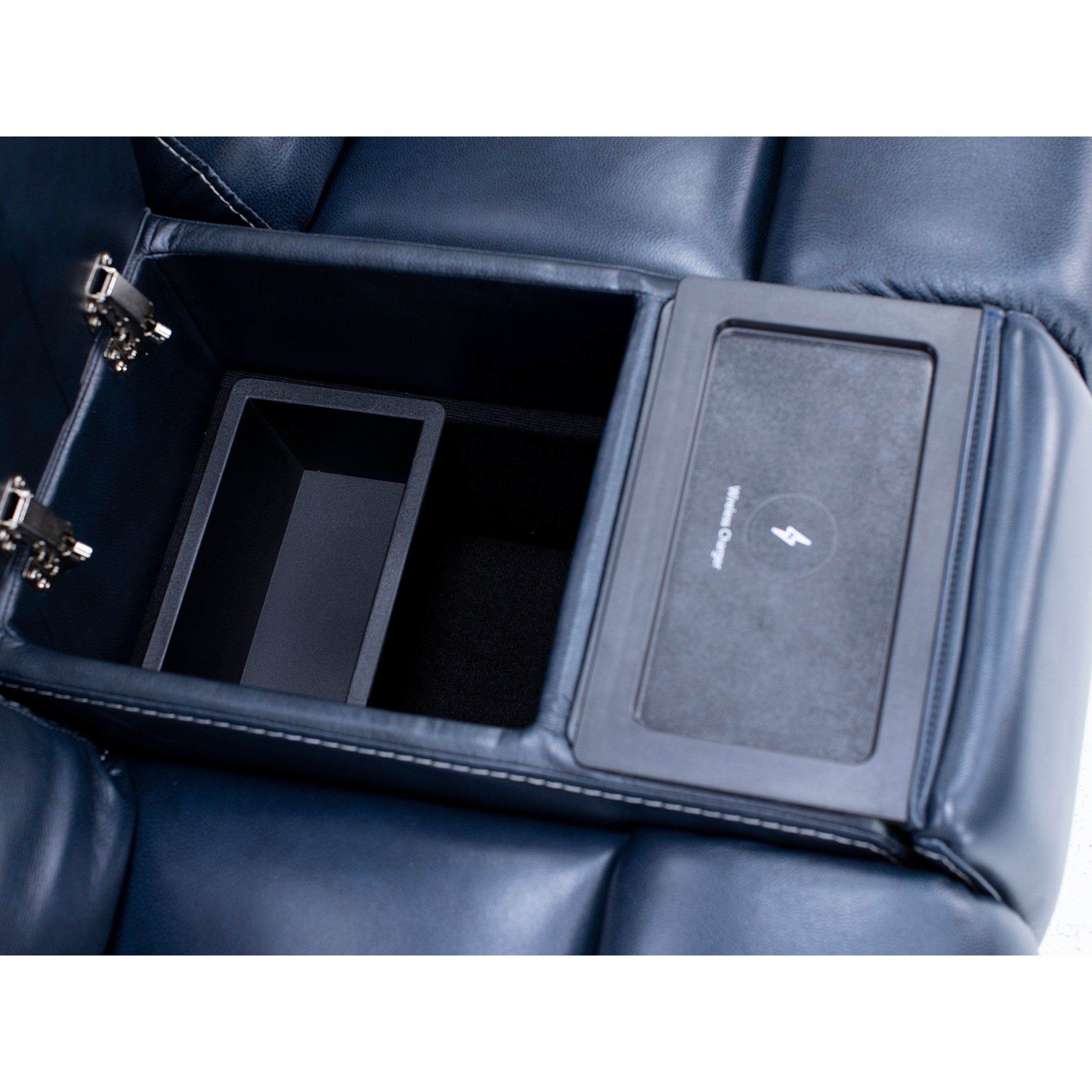 Matthew Leather Fully Loaded Zero Gravity Reclining Console Loveseat With Wireless Charging