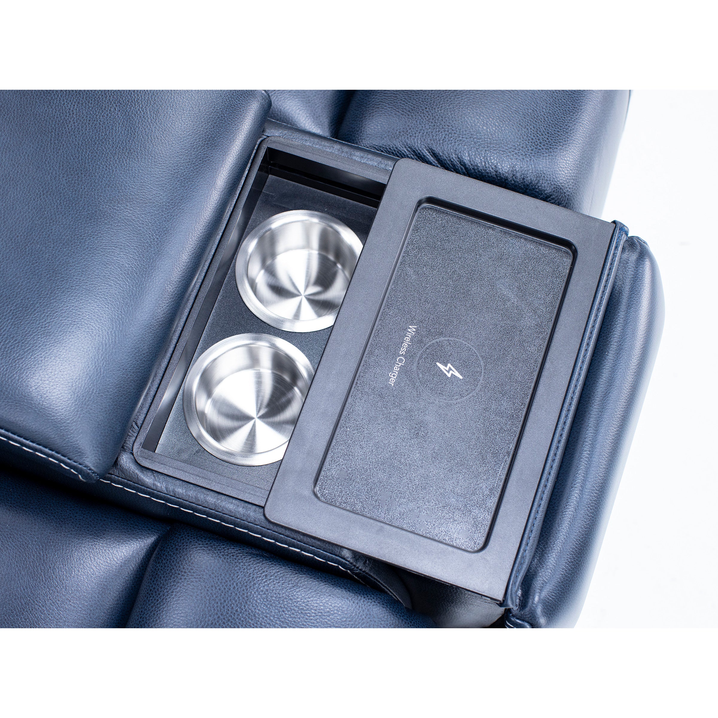 Matthew Leather Fully Loaded Zero Gravity Reclining Console Loveseat With Wireless Charging