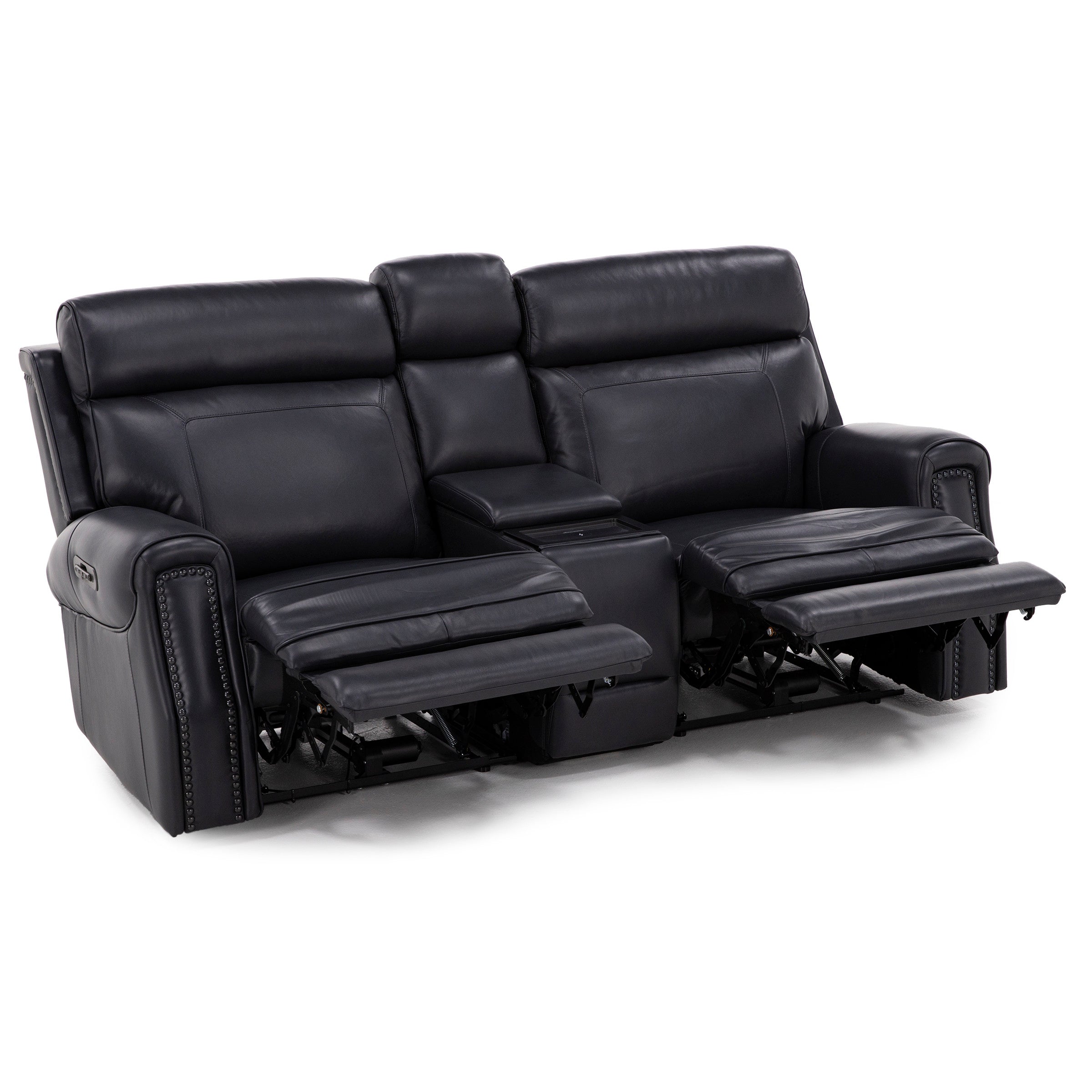 Kinston 3Pc Leather Fully Loaded Zero Gravity Reclining Console Loveseat With Heat,Massage & Charger