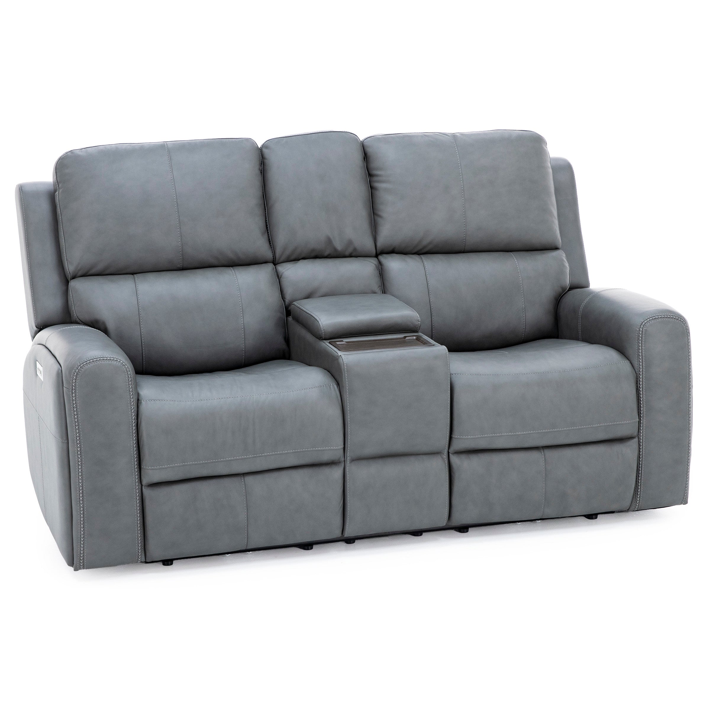 Flexsteel Landon Leather Zero Gravity Fully Loaded Reclining Console Loveseat With Wireless Charging
