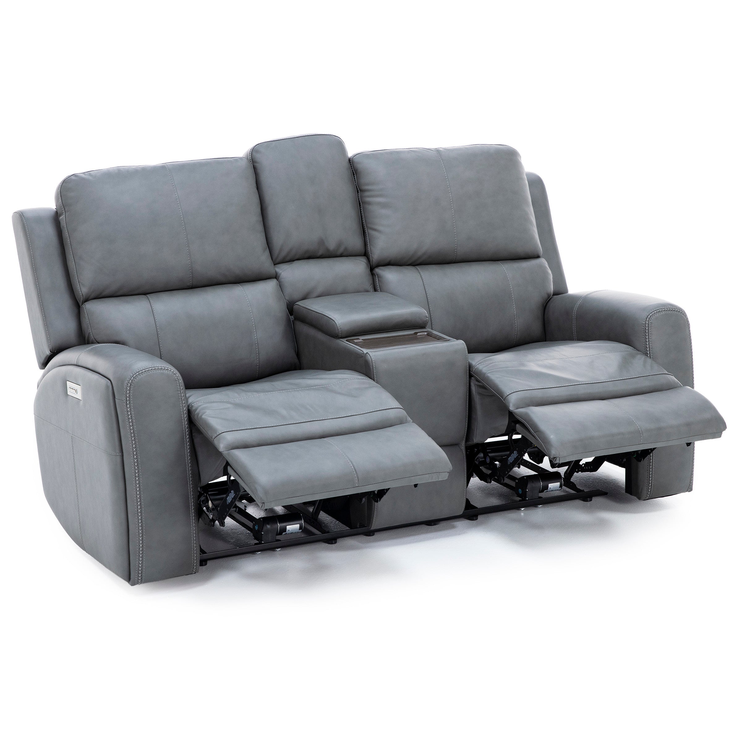 Flexsteel Landon Leather Zero Gravity Fully Loaded Reclining Console Loveseat With Wireless Charging