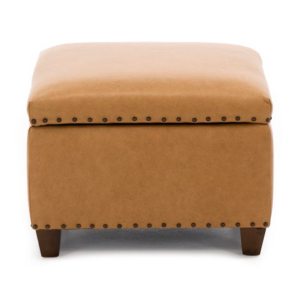 Depot Leather Storage Cocktail Ottoman
