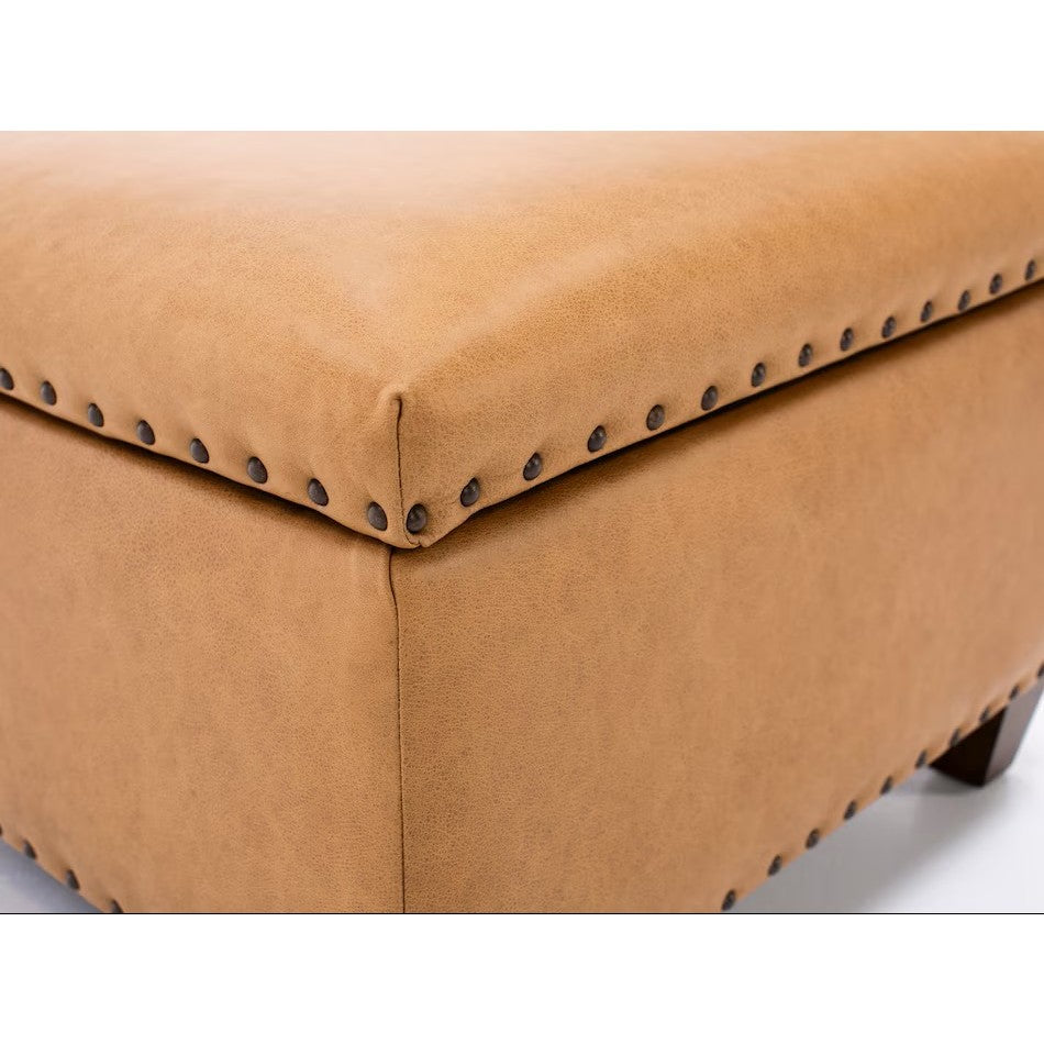 Depot Leather Storage Cocktail Ottoman