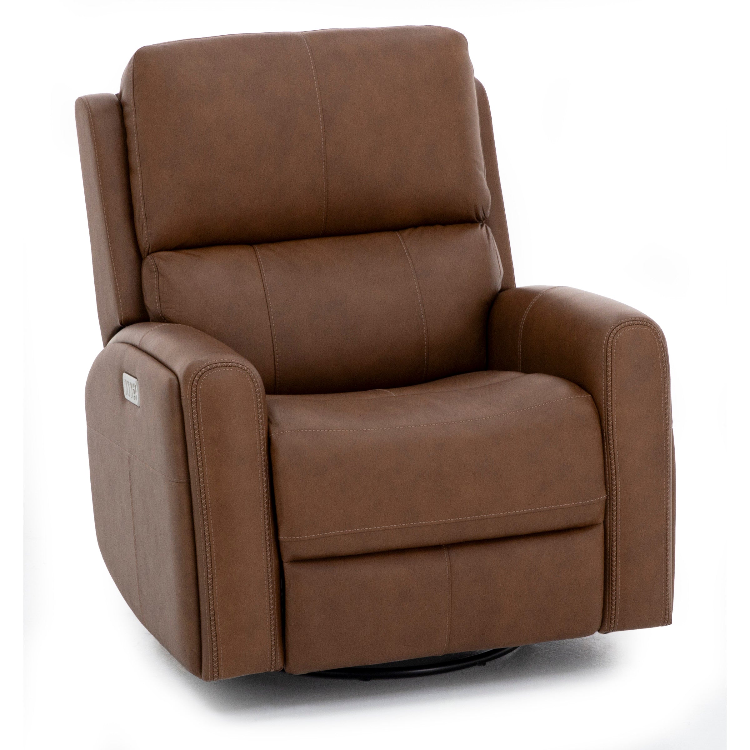 Flexsteel Landon Leather Fully Loaded Swivel Recliner With Heat and Massage