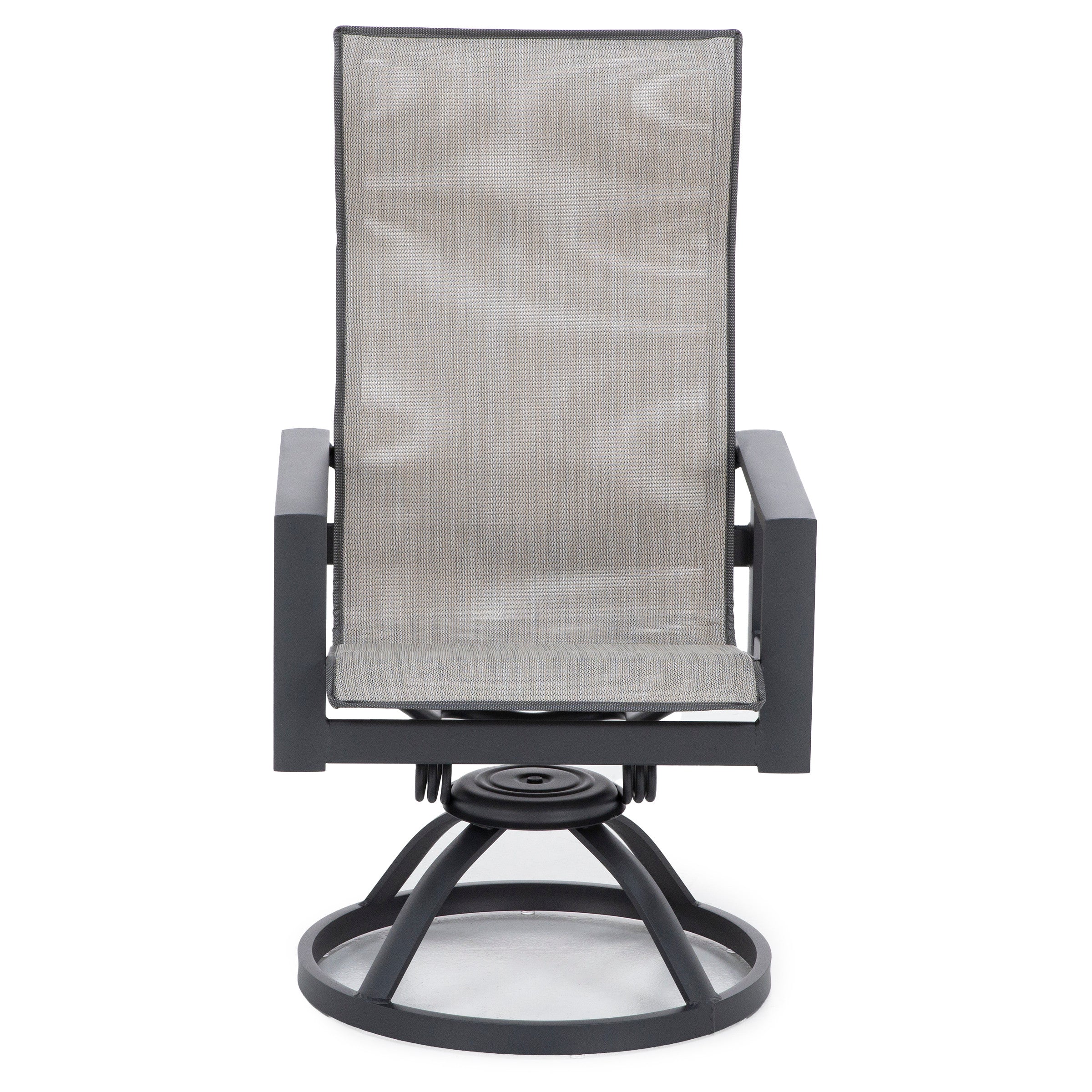Elements High Back Swivel Rocker Dining Chair in Carbon with Bisque Sling