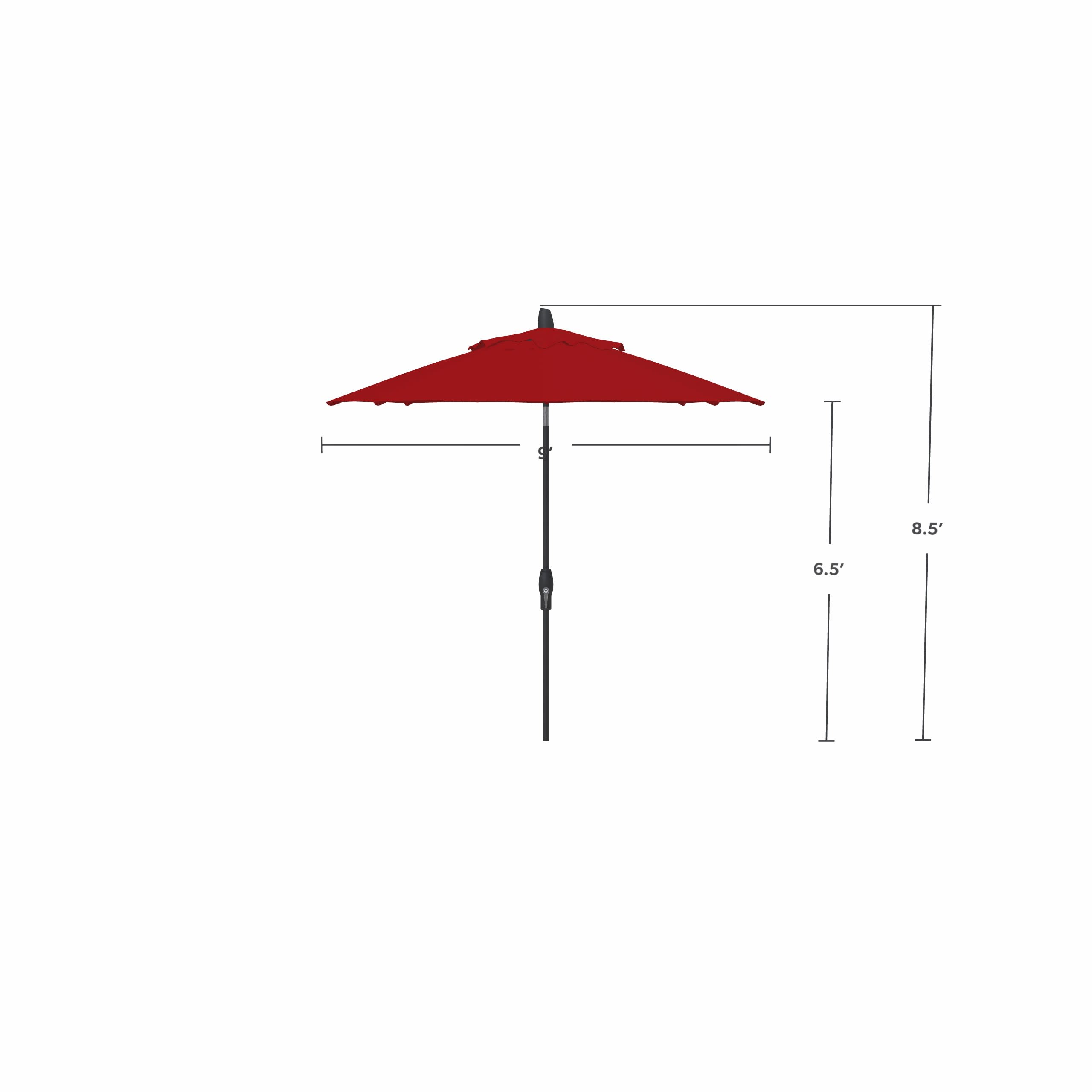 9' Auto Tilt Red Umbrella