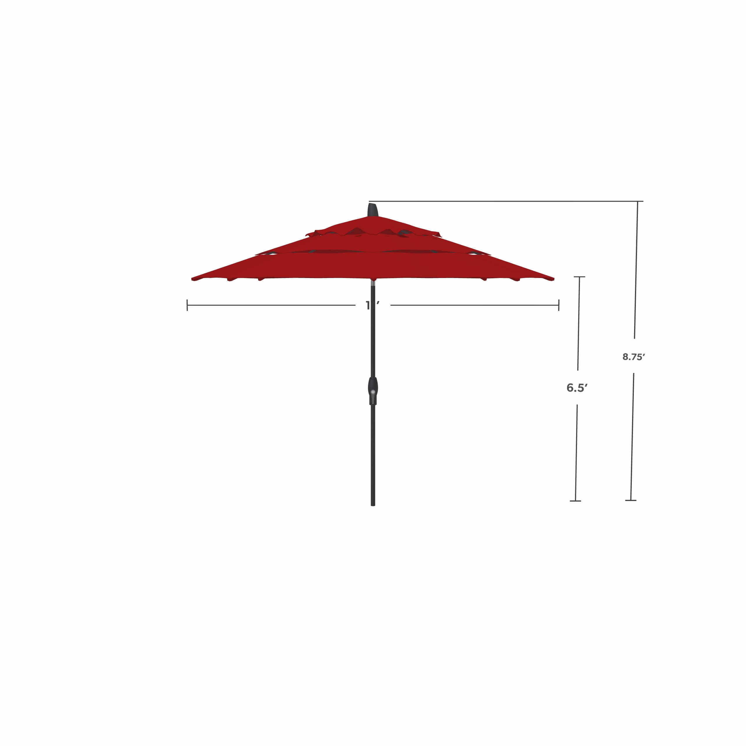 11' Auto Tilt Red Umbrella
