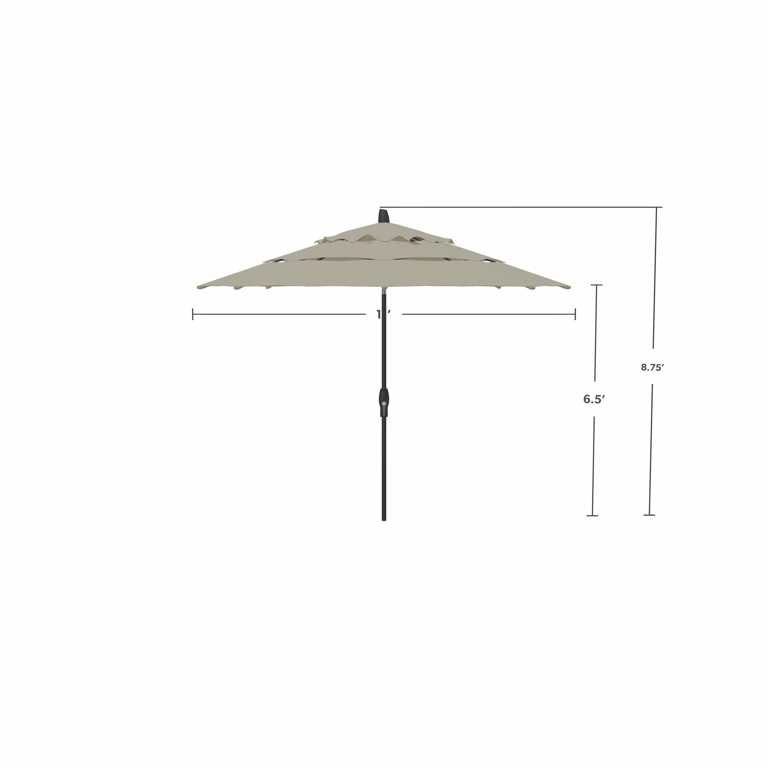 11' Auto Tilt Silver Linen Umbrella