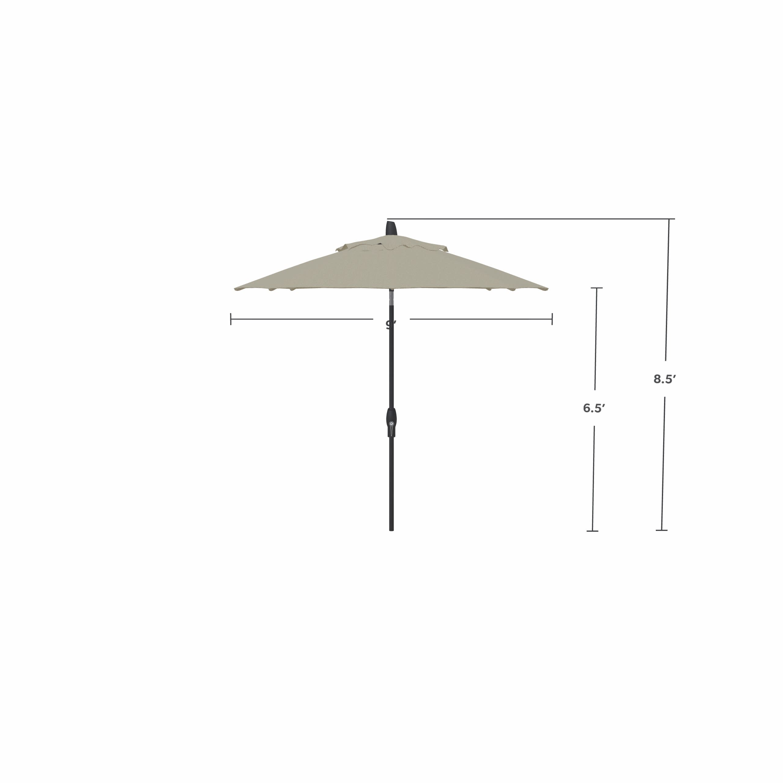 9' Auto Tilt Silver Linen Umbrella