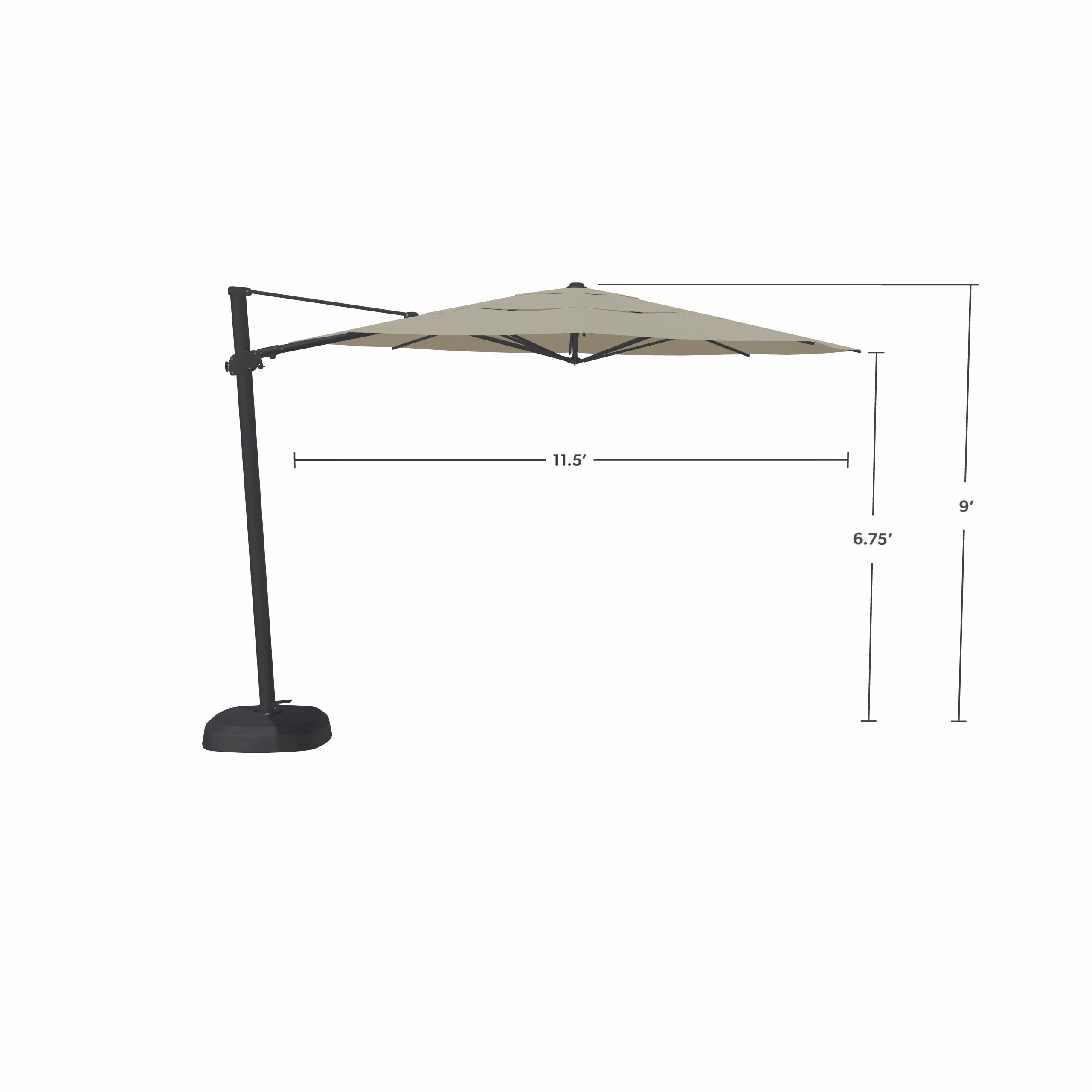 2-Pc 11' Cantilever Silver Linen Umbrella