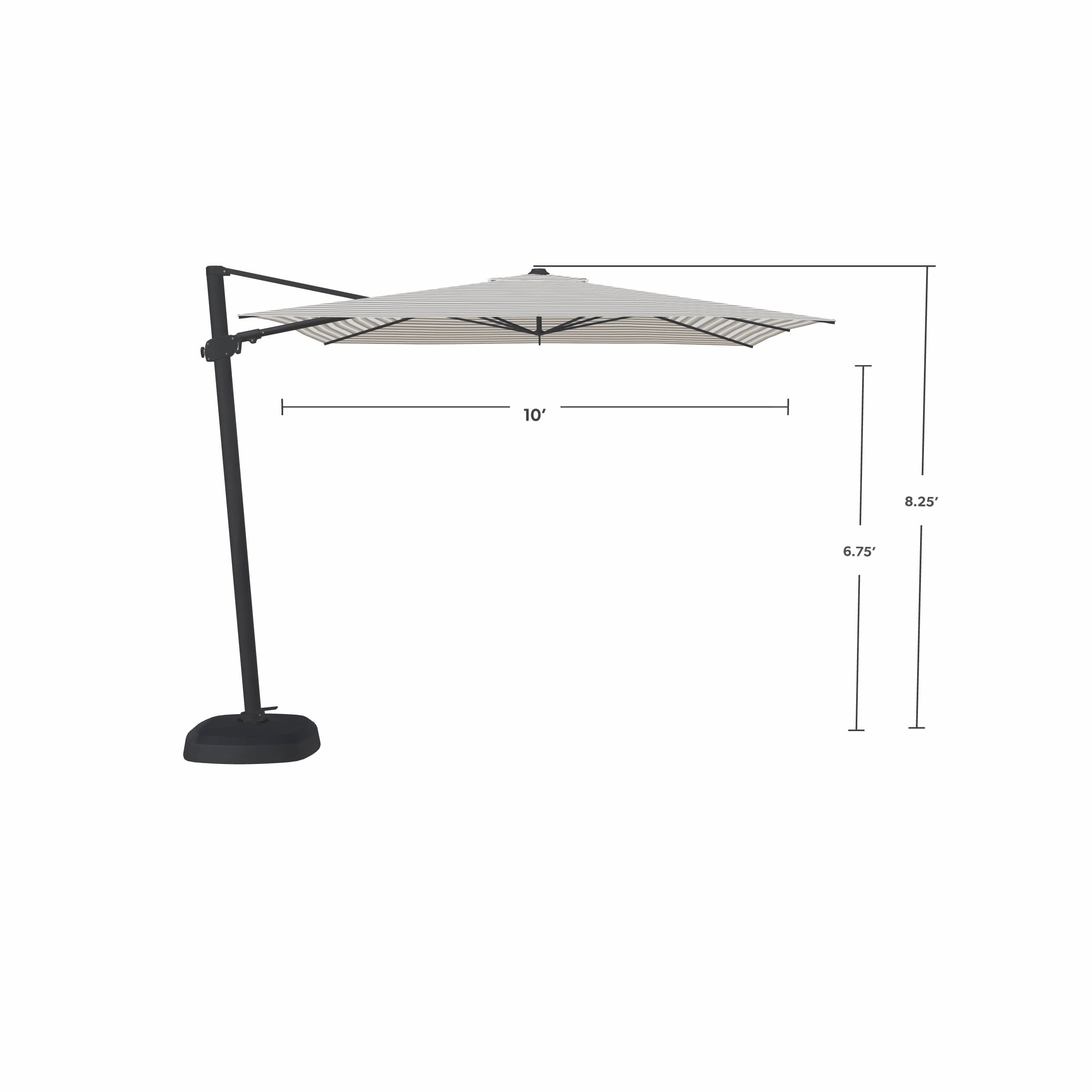 2-Pc 11' Square Cantilever Richmond Stone Stripe Umbrella